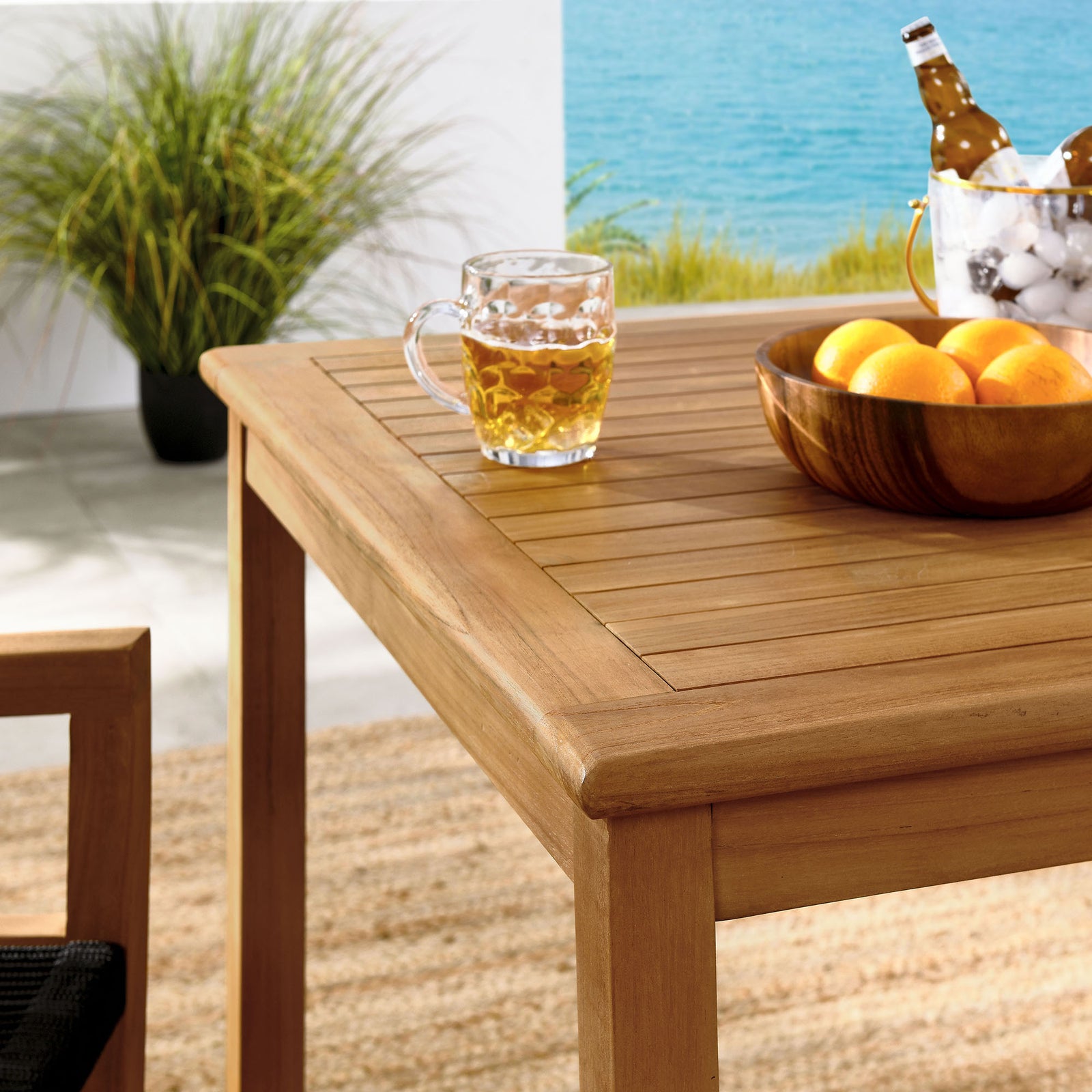 Vienna 3-Piece Outdoor Patio Teak and Rope Dining Set with Armchairs by Modway