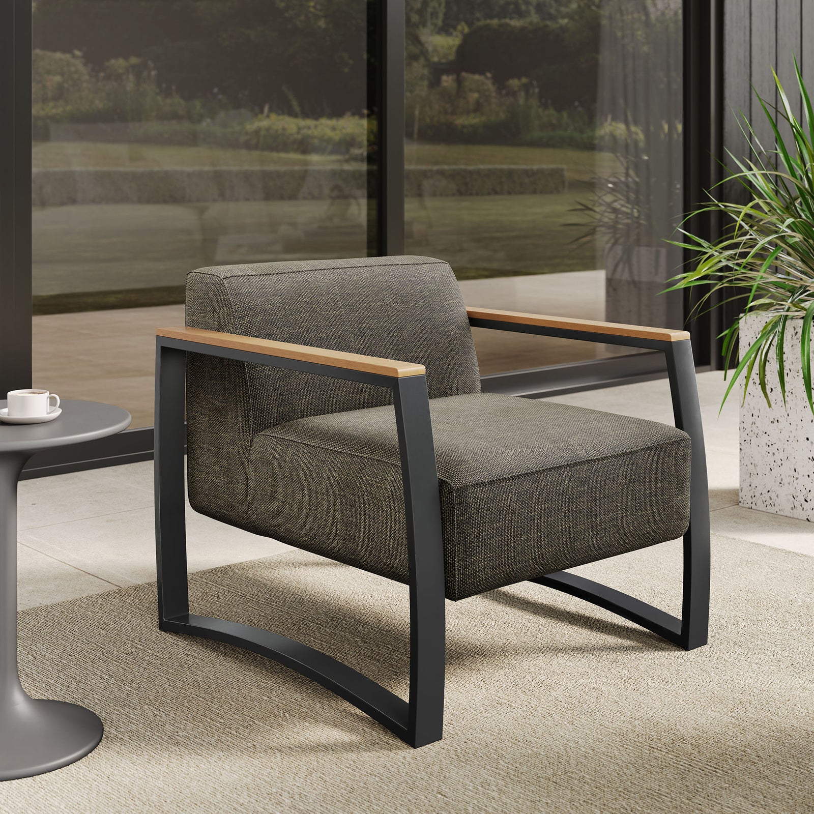 Sauve Outdoor Patio Aluminum and Fabric Armchair by Modway