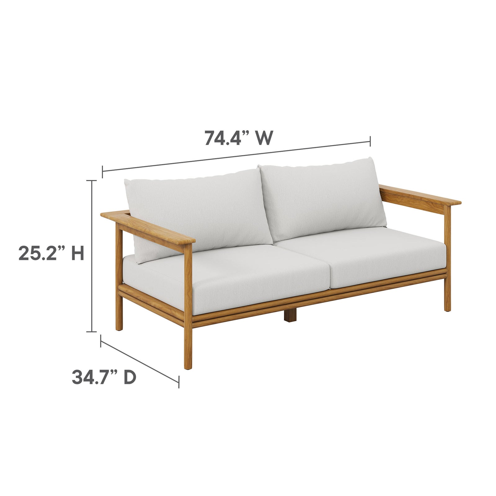 Wren 2-Piece Outdoor Patio Teak Wood Sofa and Ottoman Set by Modway