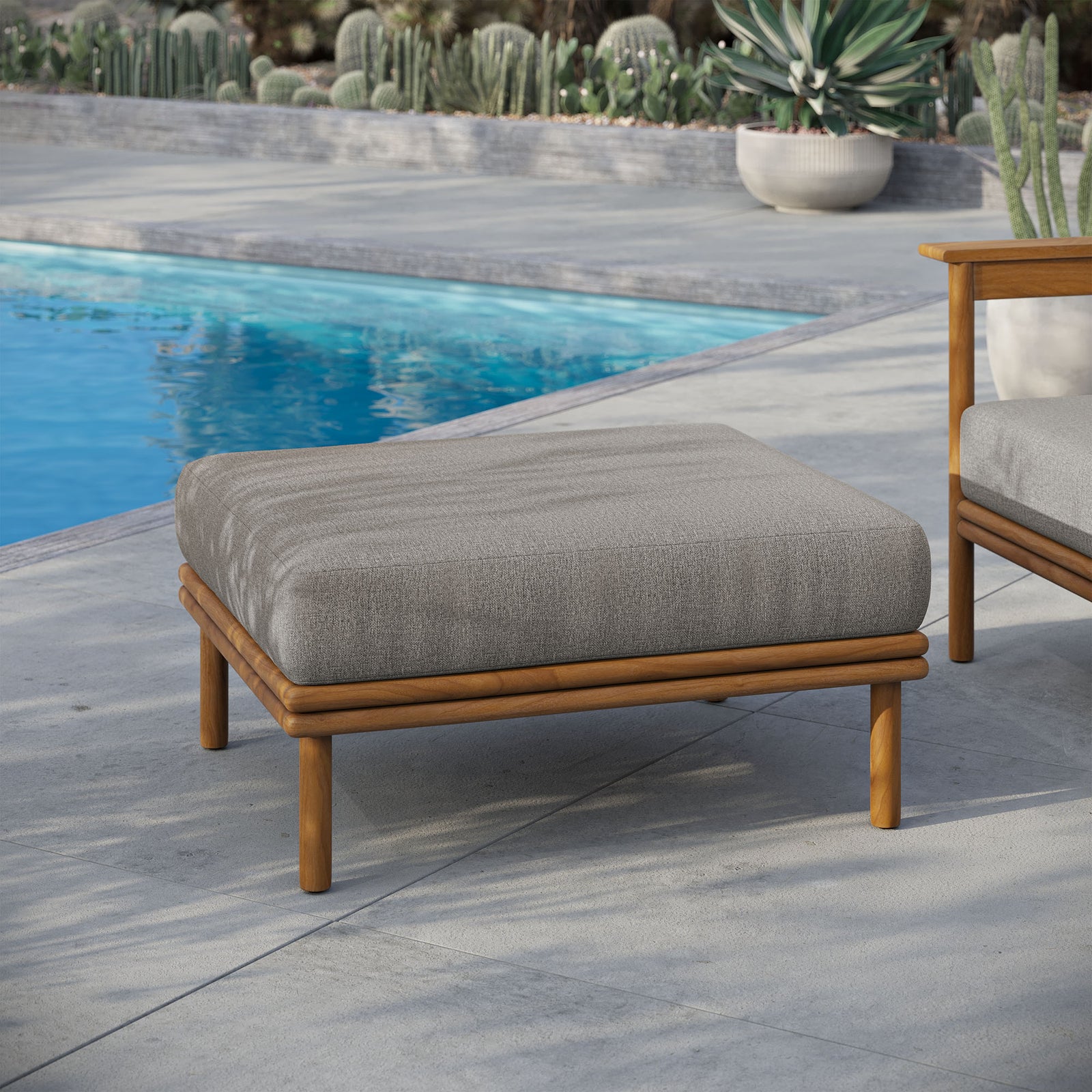 Wren Outdoor Patio Teak Wood Ottoman by Modway