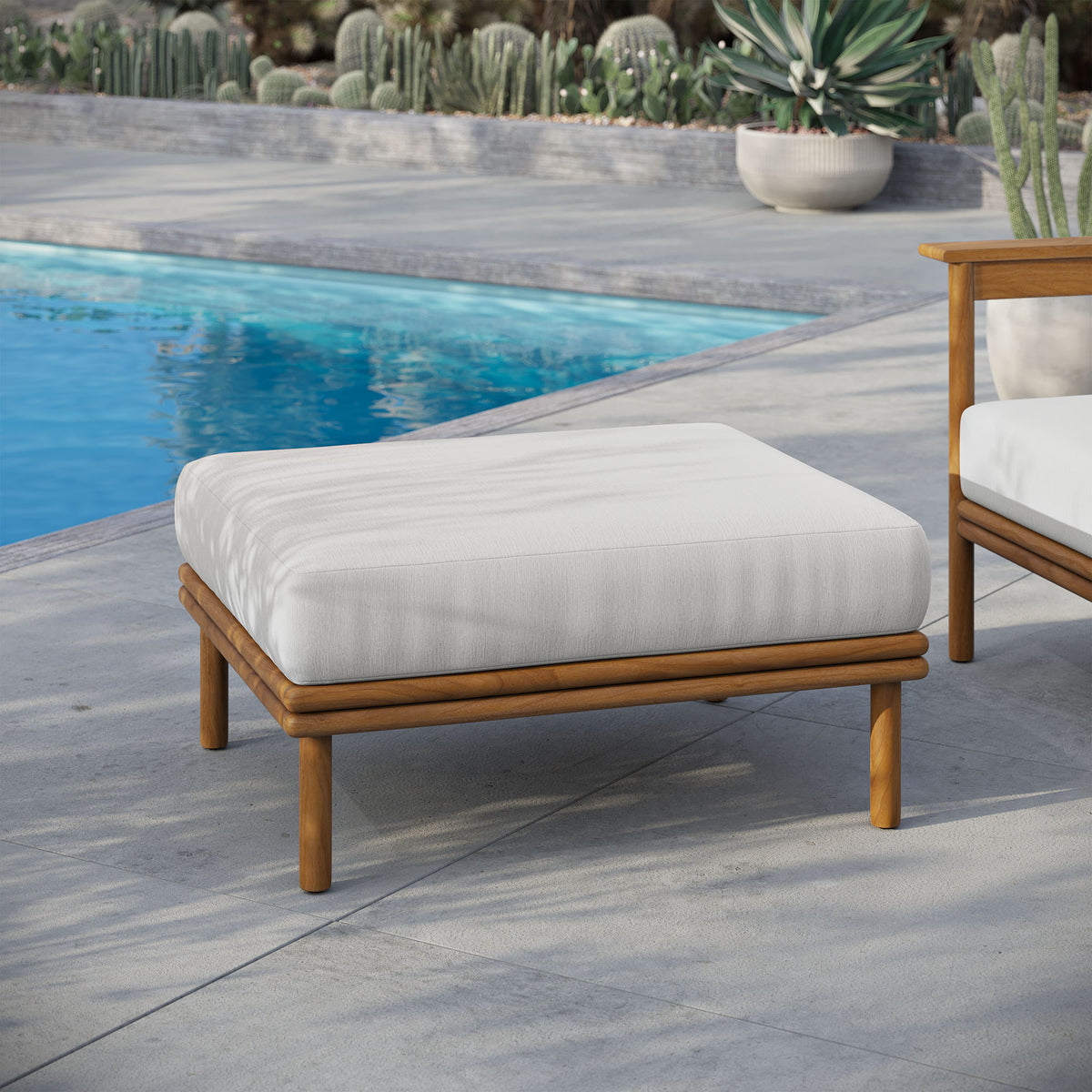 Wren Outdoor Patio Teak Wood Ottoman by Modway
