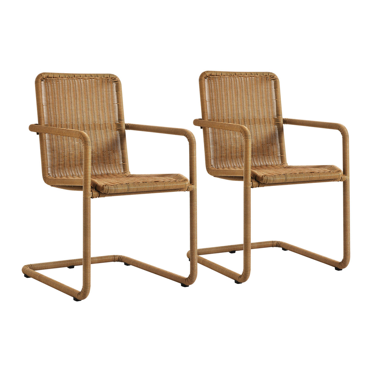 Abacus 7-Piece Rectangular Outdoor Patio Aluminum Dining Table Set with Rattan Armchairs by Modway