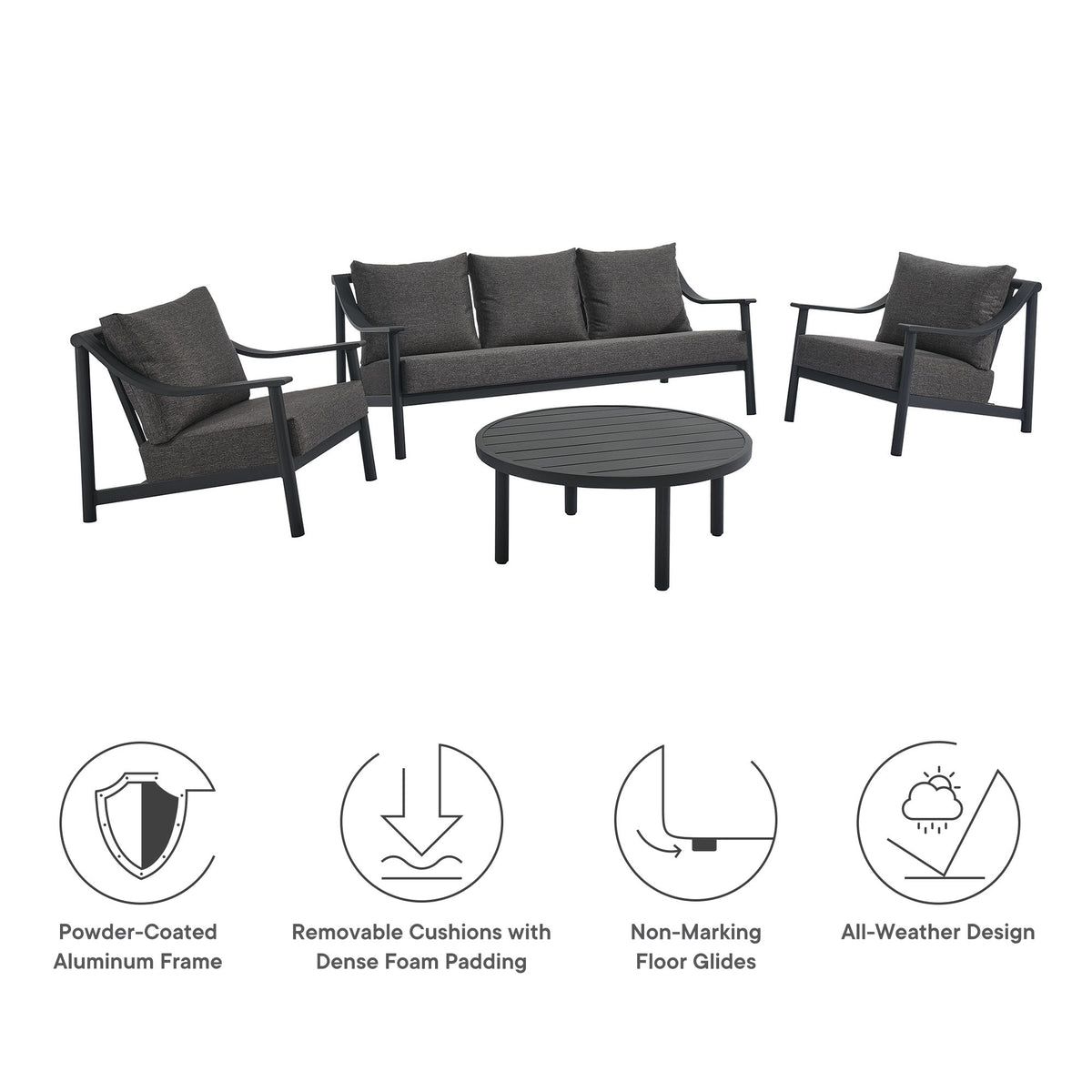 Terrace 4-Piece Outdoor Patio Aluminum Furniture Set by Modway