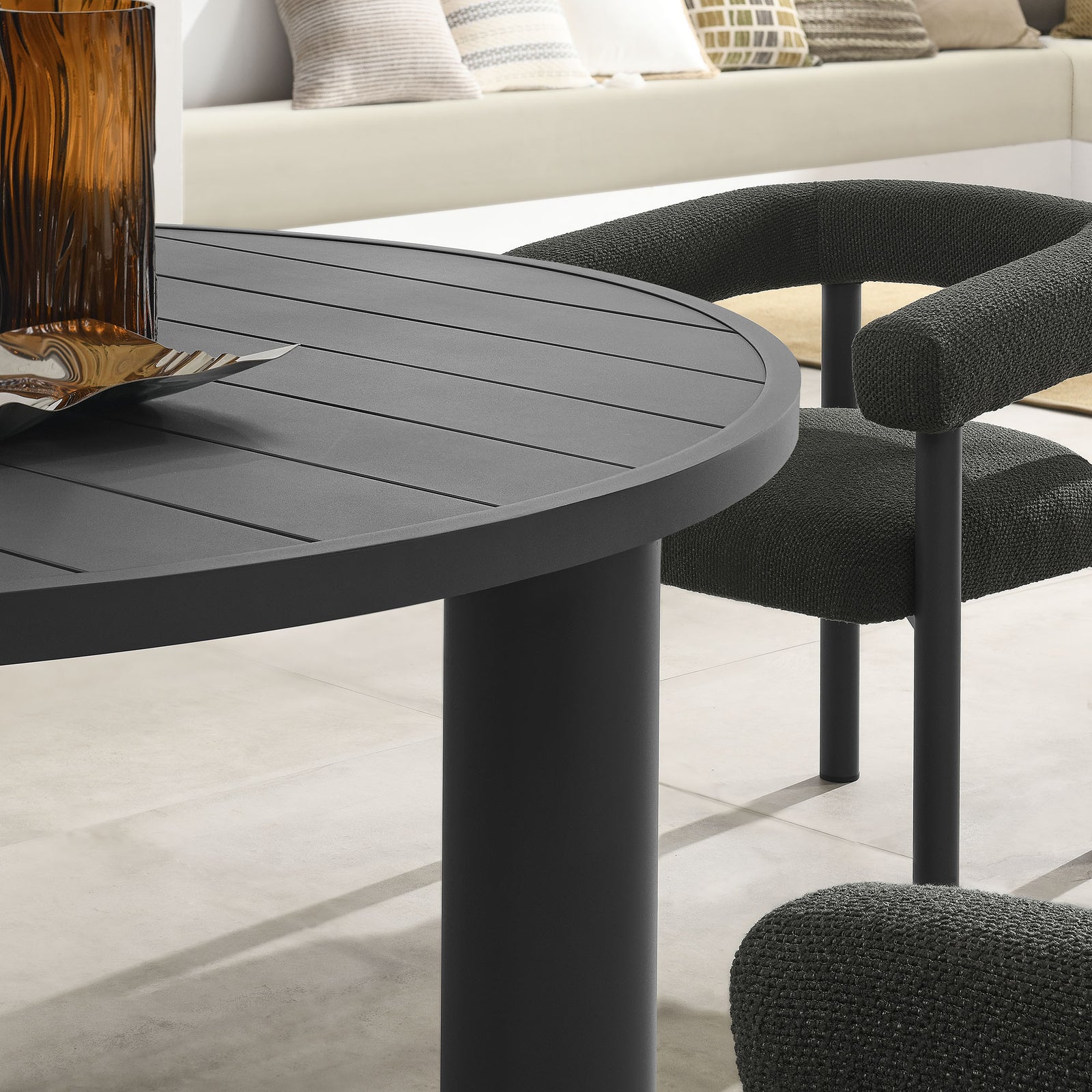 Nautica 5-Piece Round Outdoor Patio Aluminum Dining Table and Chairs Set by Modway