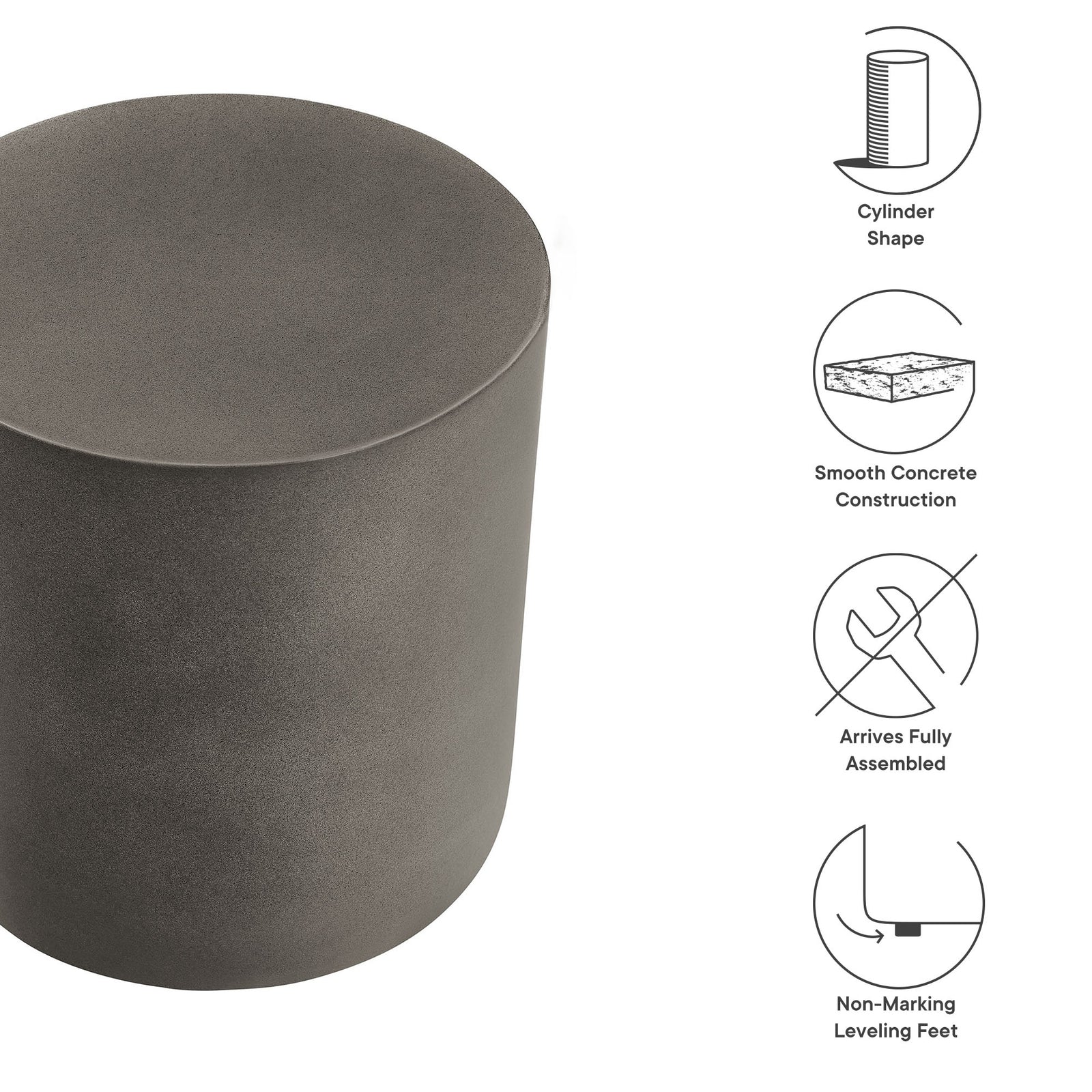 Brion Indoor - Outdoor Patio Concrete Stool by Modway