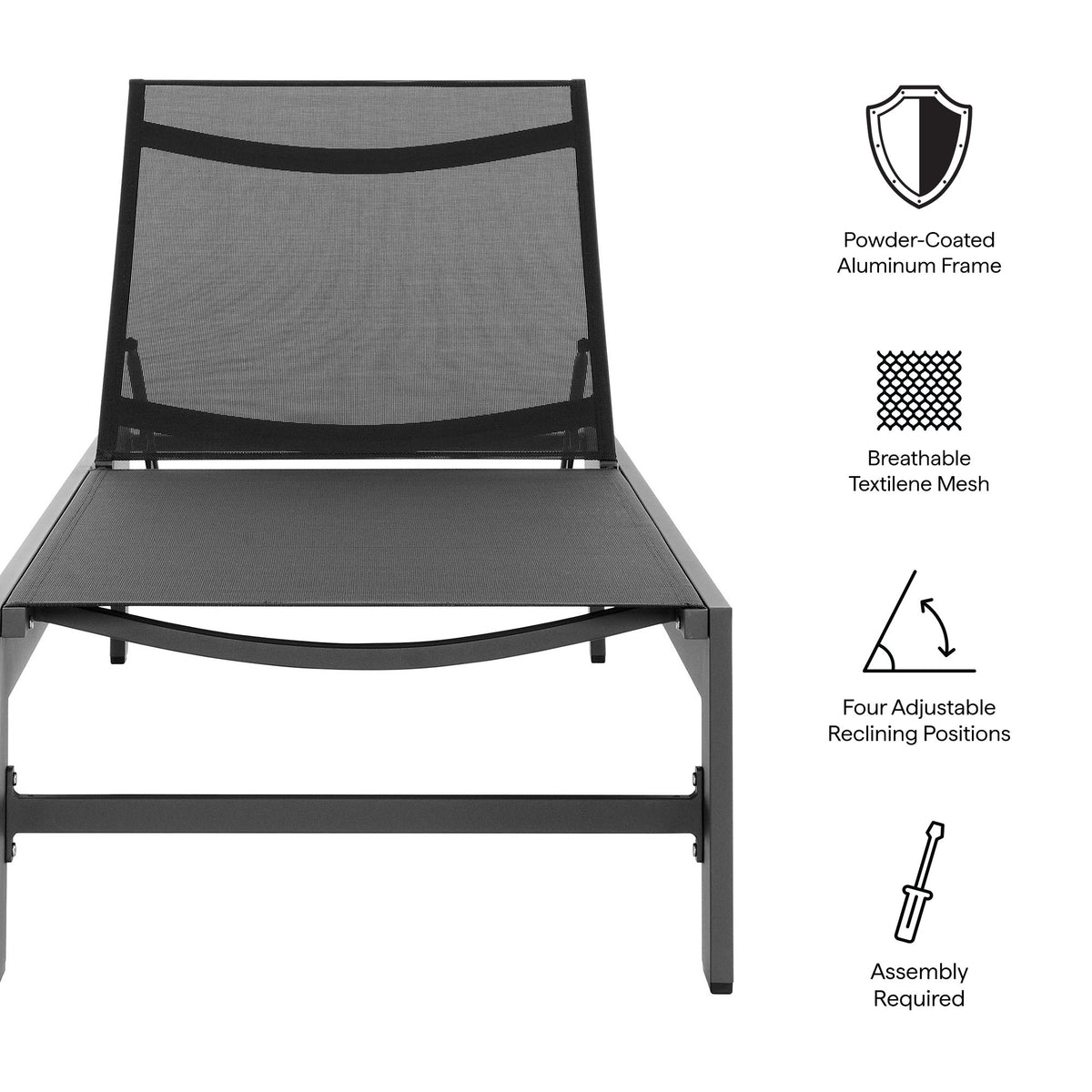 Tahoe Outdoor Patio Mesh and Aluminum Chaise Lounge by Modway