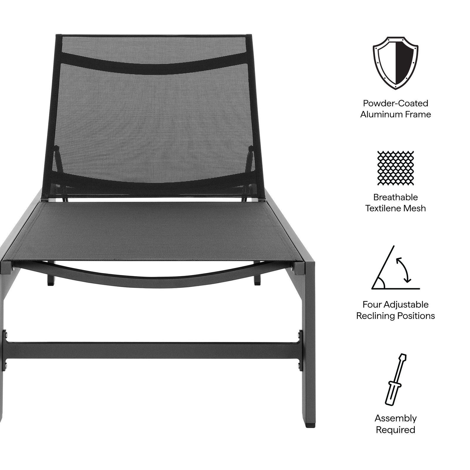 Tahoe Outdoor Patio Mesh and Aluminum Chaise Lounge by Modway