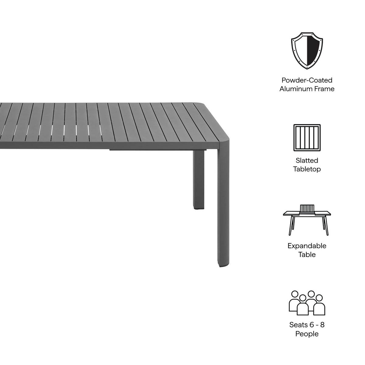 Tahoe Outdoor Patio Aluminum Extendable Dining Table by Modway