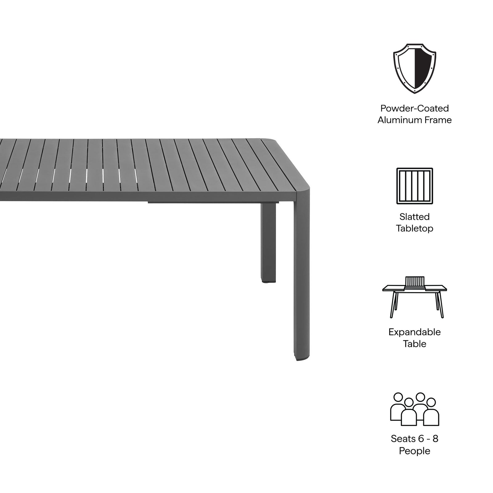 Tahoe Outdoor Patio Aluminum Extendable Dining Table by Modway