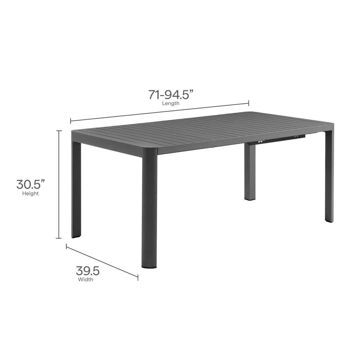 Tahoe Outdoor Patio Aluminum Extendable Dining Table by Modway
