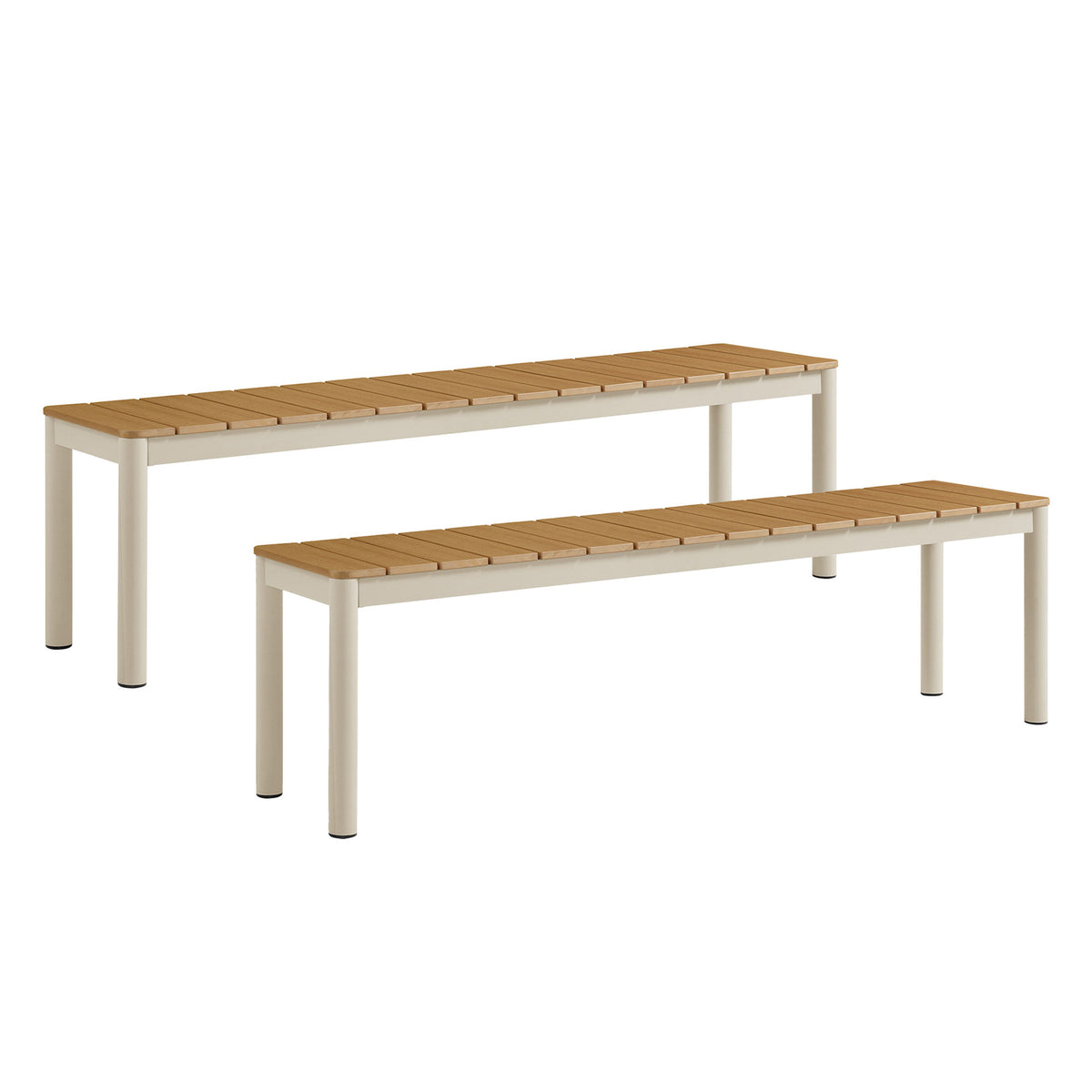 Finn Outdoor Patio Aluminum Bench with Faux Wood Top Set of 2 by Modway