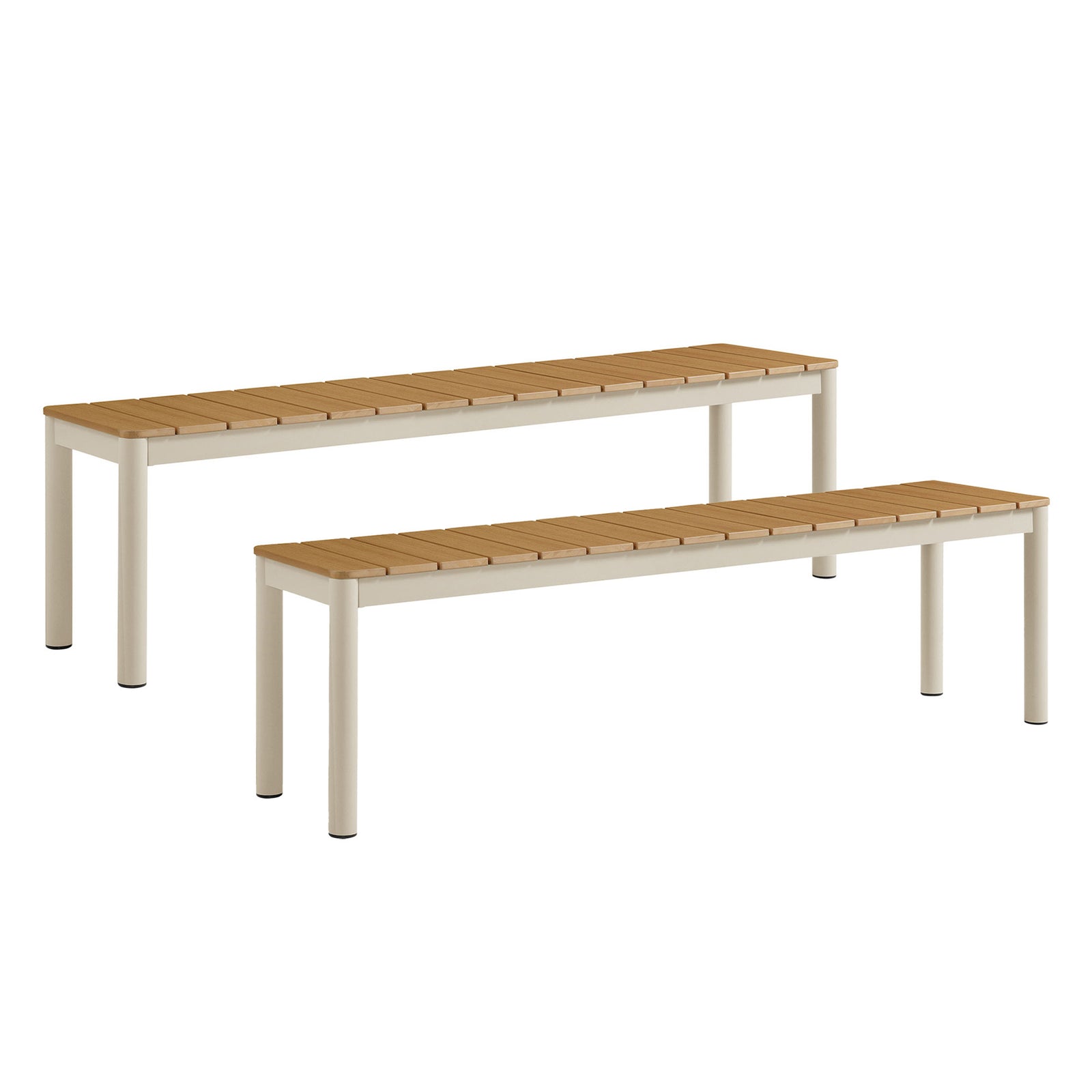 Finn Outdoor Patio Aluminum Bench with Faux Wood Top Set of 2 by Modway