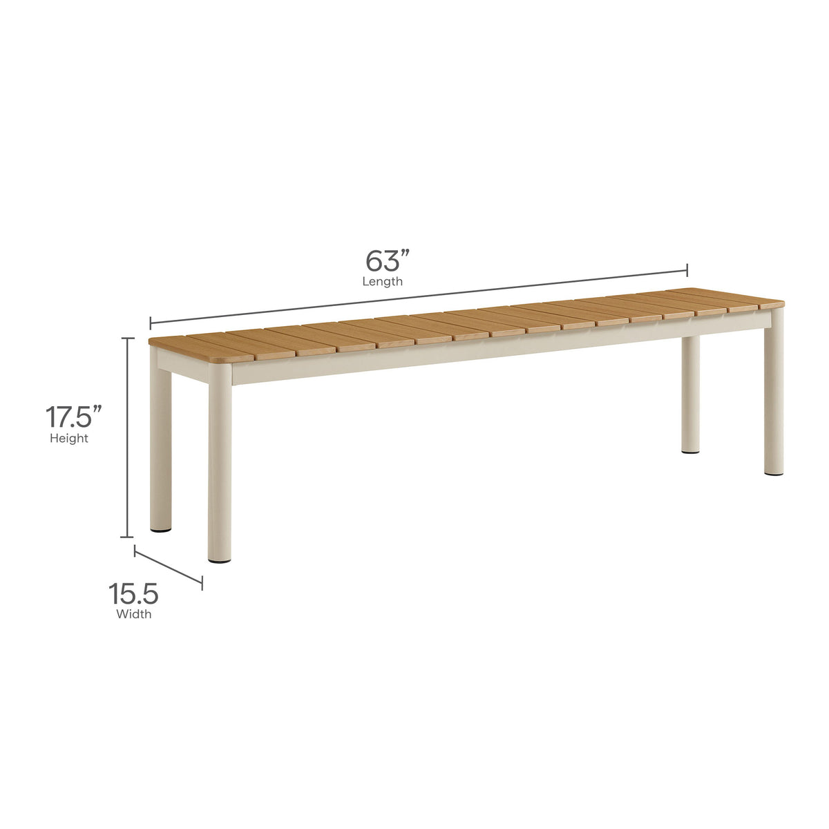 Finn Outdoor Patio Aluminum Bench with Faux Wood Top Set of 2 by Modway
