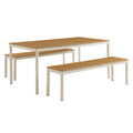 Finn Outdoor Patio Aluminum Faux Wood Dining Set with Benches by Modway