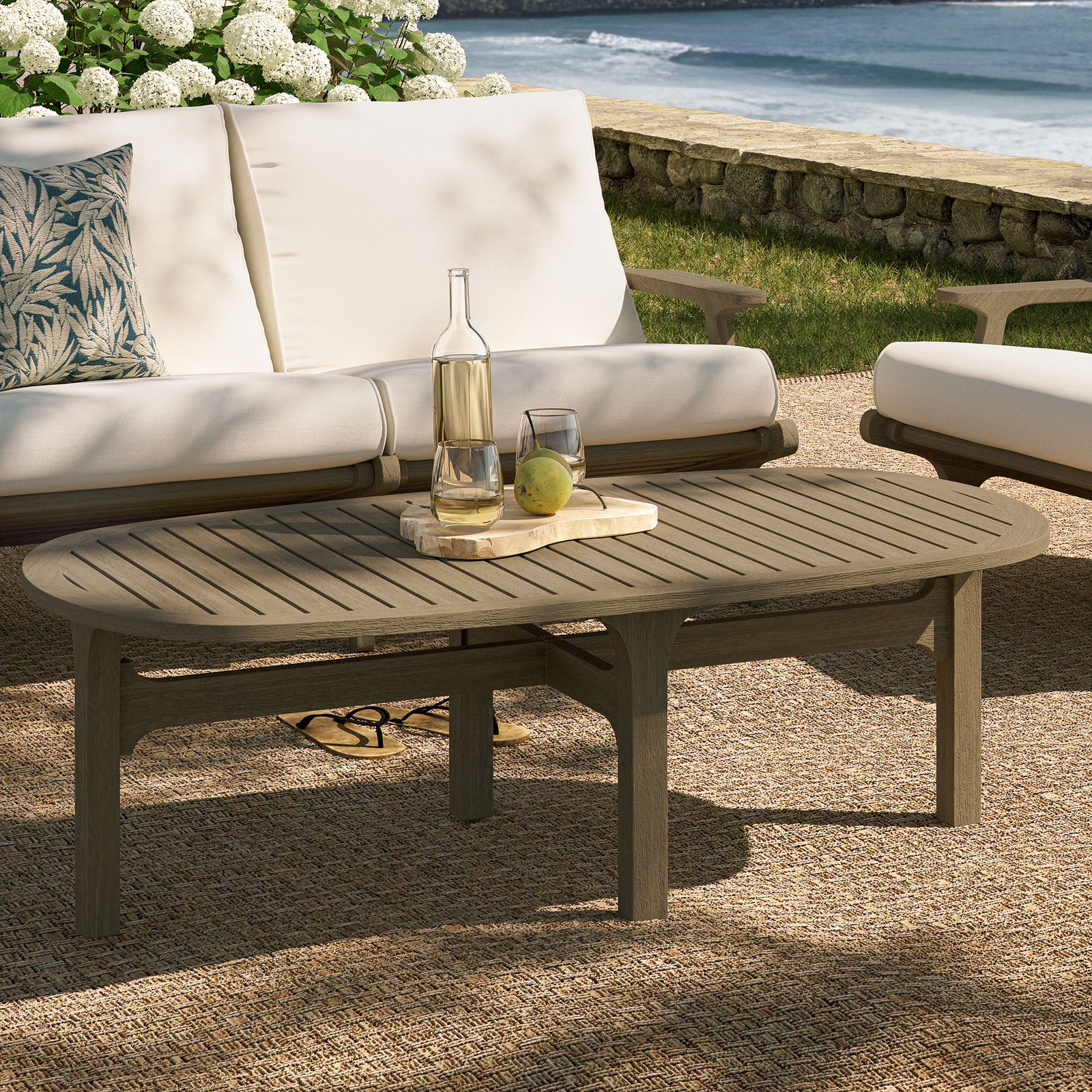 Saratoga Oval Outdoor Patio Teak Wood Coffee Table by Modway