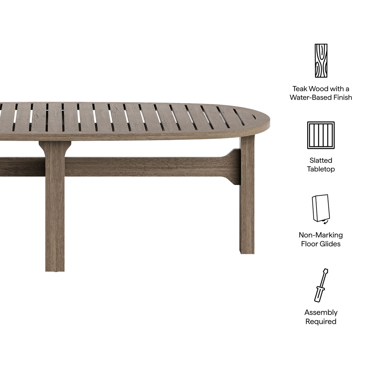 Saratoga Oval Outdoor Patio Teak Wood Coffee Table by Modway