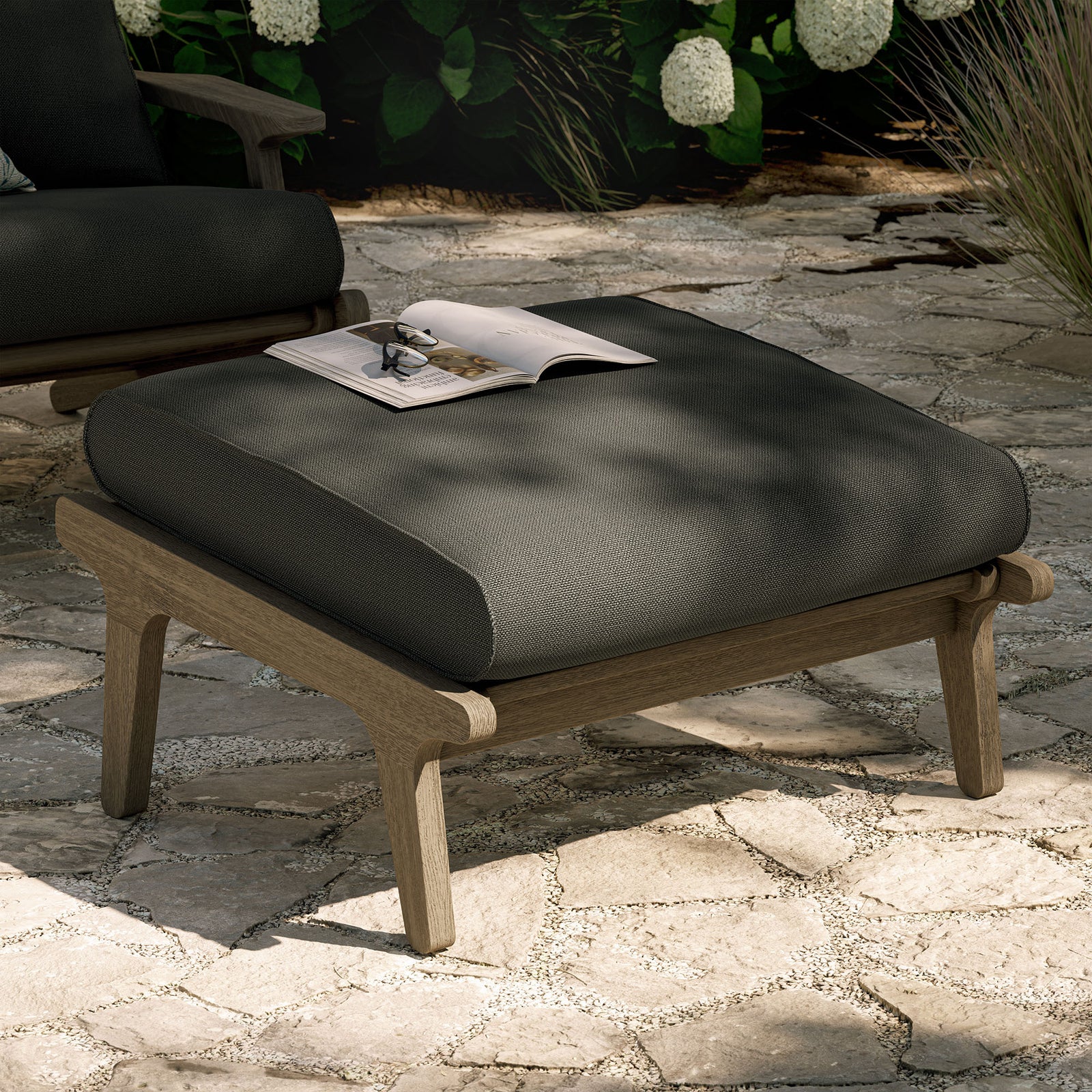 Saratoga Outdoor Patio Teak Ottoman by Modway