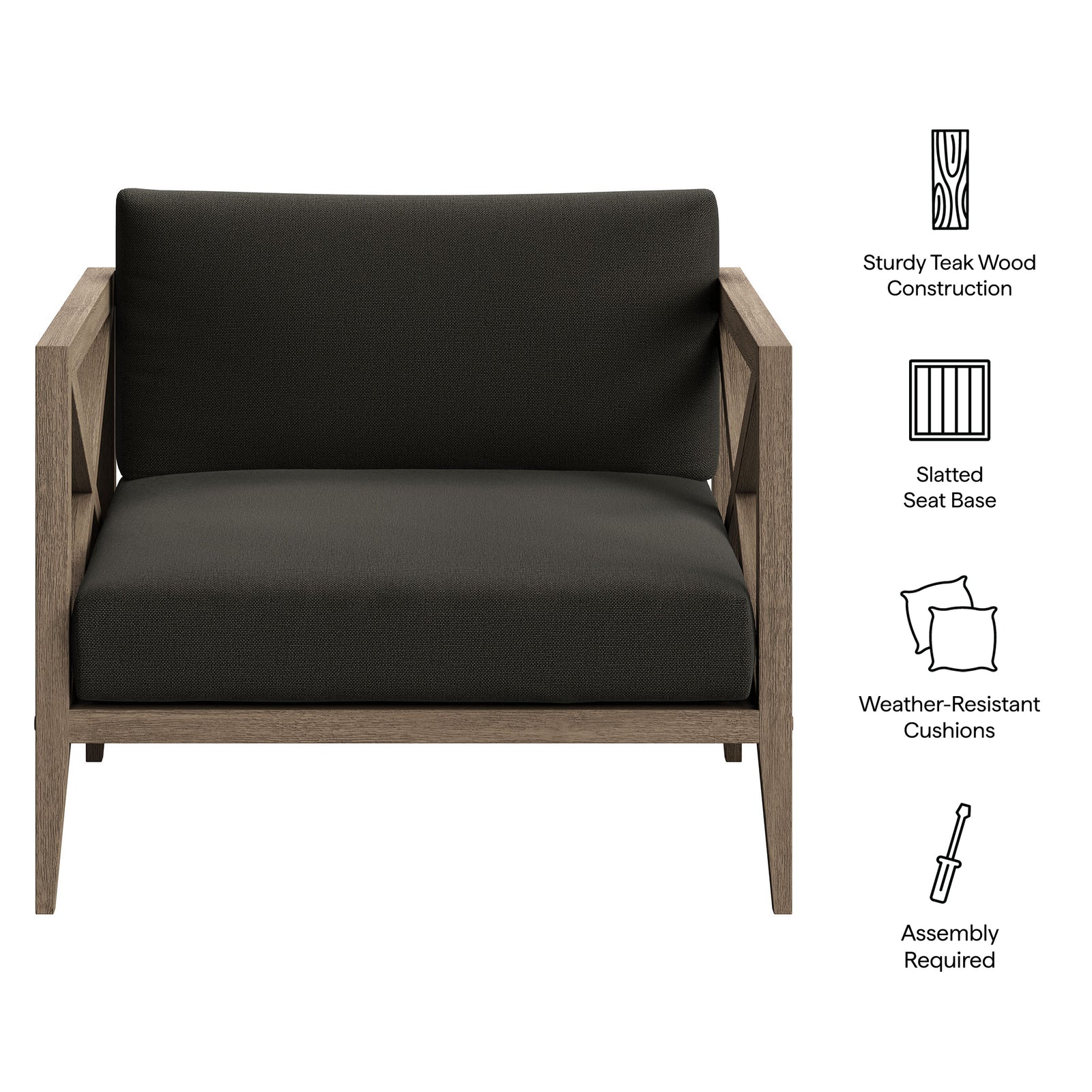Northlake Outdoor Patio Teak Armchair by Modway