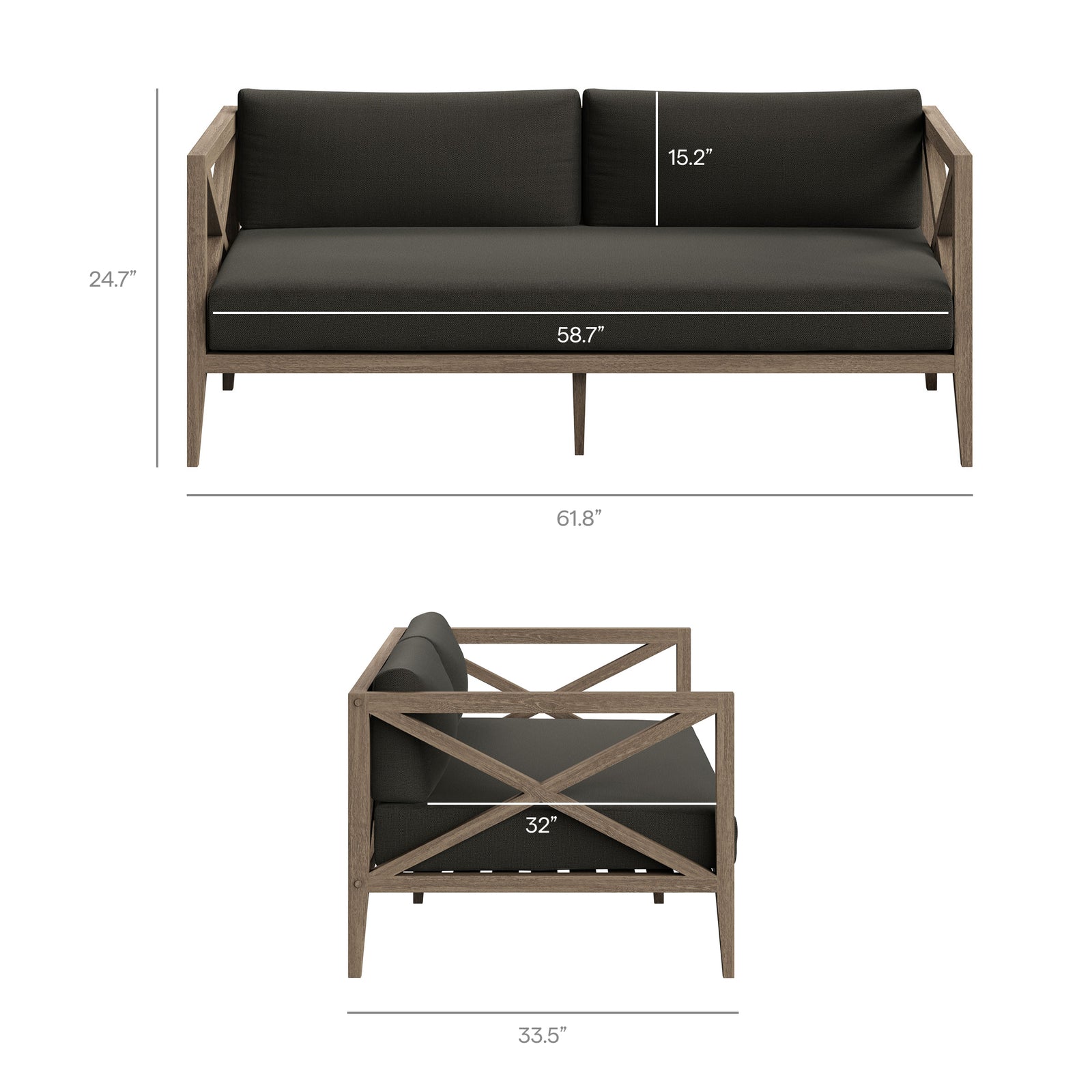 Northlake Outdoor Patio Teak Loveseat by Modway