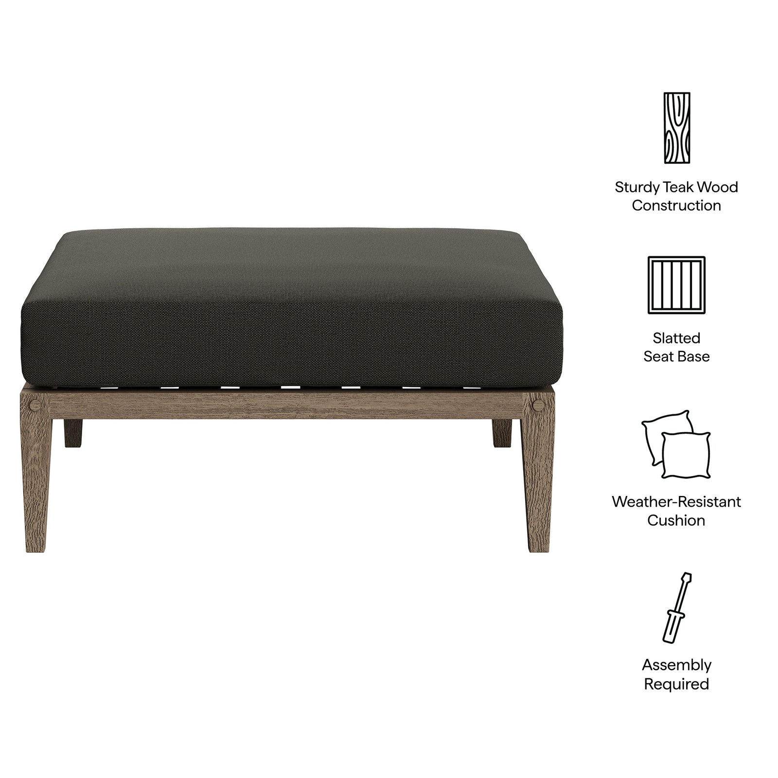 Northlake Outdoor Patio Teak Ottoman by Modway