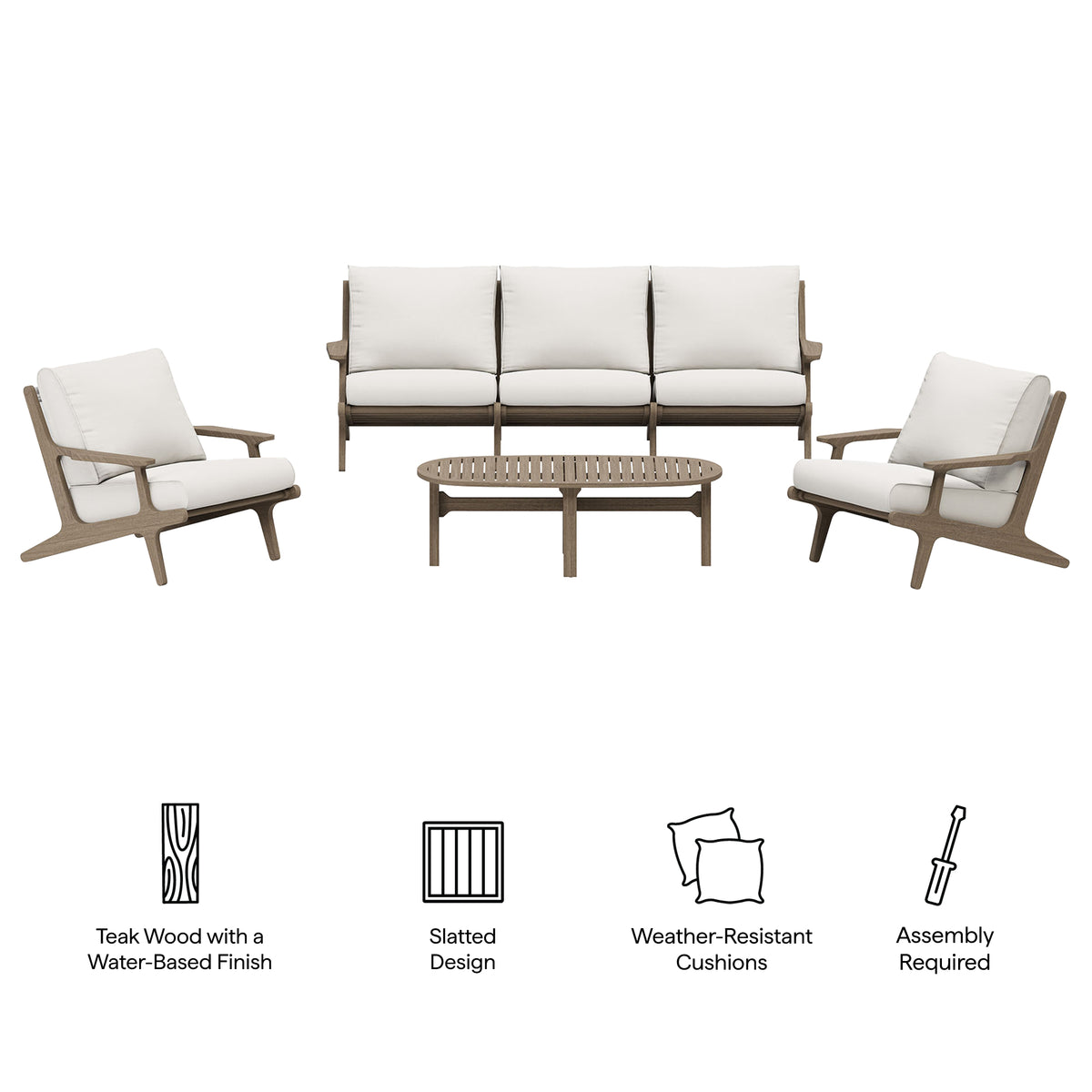 Saratoga 4-Piece Outdoor Patio Teak Wood Furniture Set by Modway