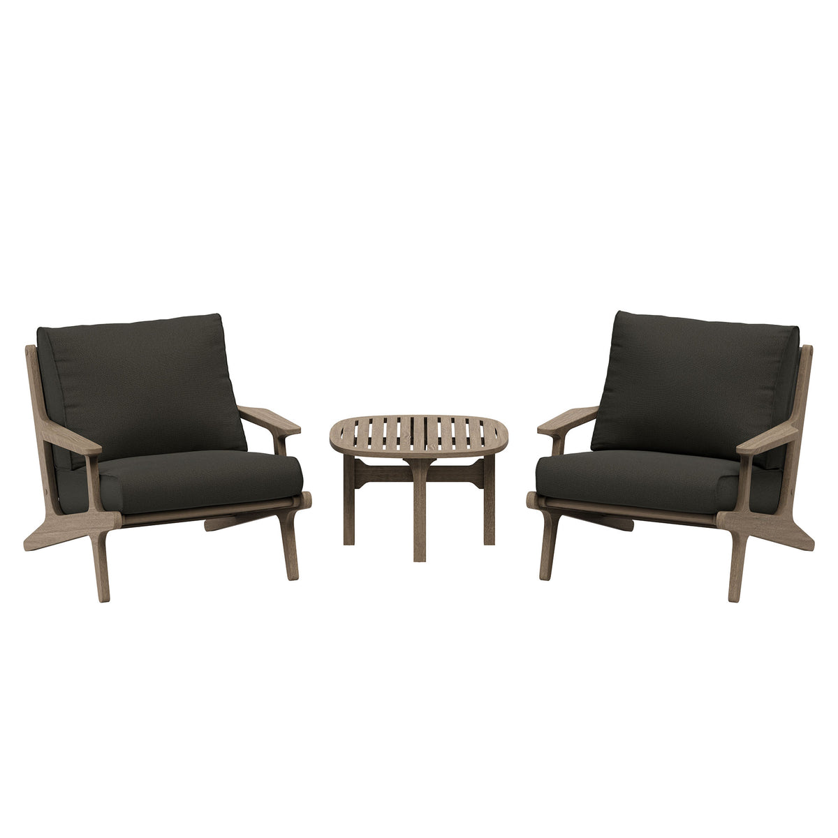Saratoga 3-Piece Outdoor Patio Teak Wood Furniture Set with Lounge Chairs and Side Table by Modway