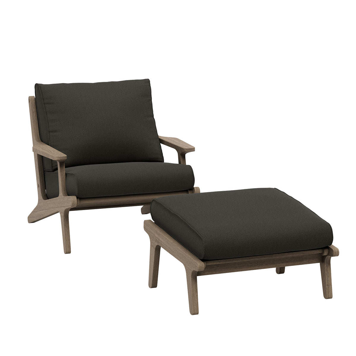 Saratoga Outdoor Patio Teak Wood Chair and Ottoman Set by Modway