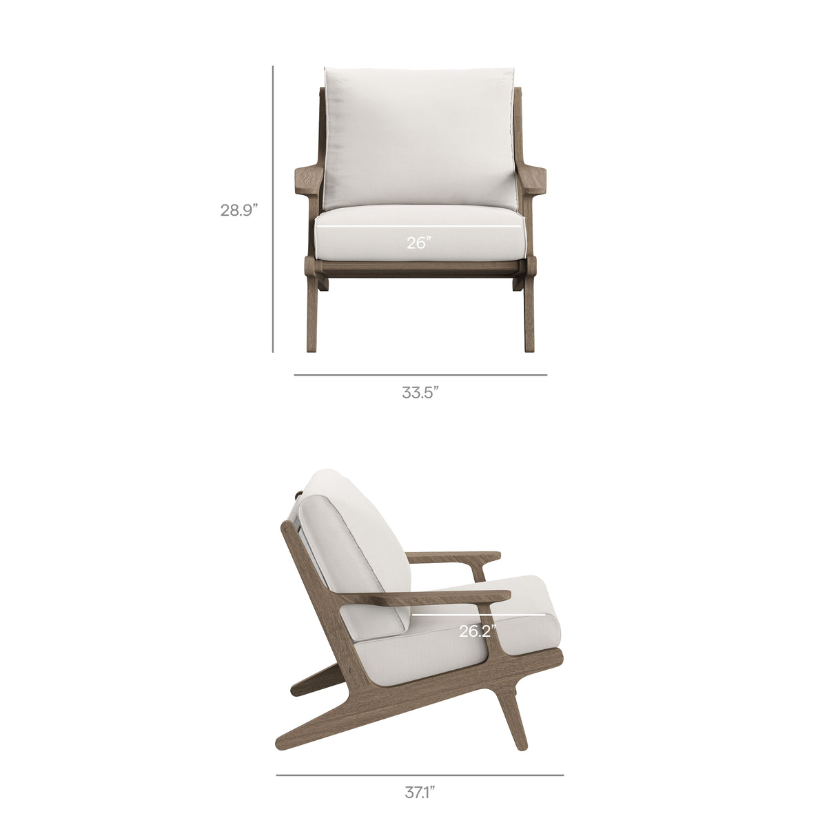 Saratoga Outdoor Patio Teak Wood Chair and Ottoman Set by Modway