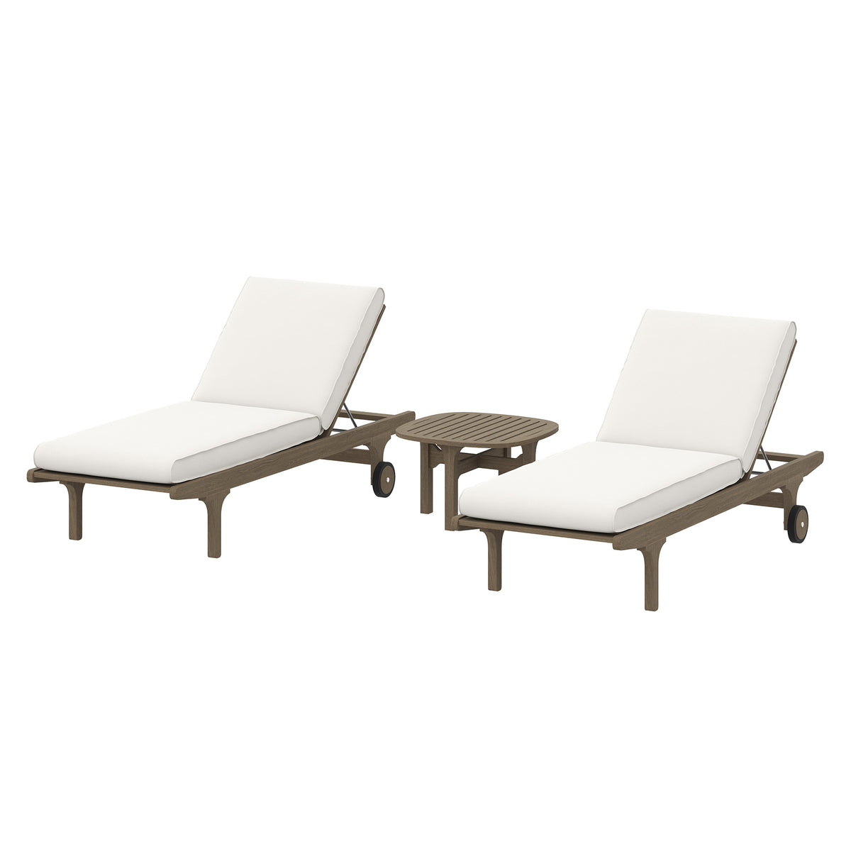Saratoga Outdoor Patio Teak Wood 3-Piece Chaise Lounge Furniture Set by Modway