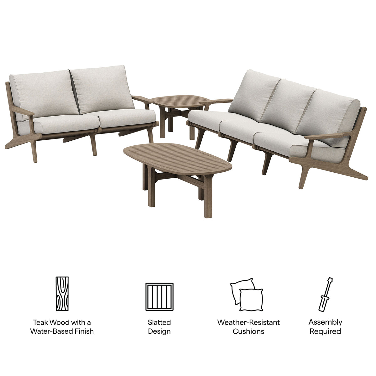 Saratoga 4-Piece Outdoor Patio Teak Wood Furniture Set by Modway