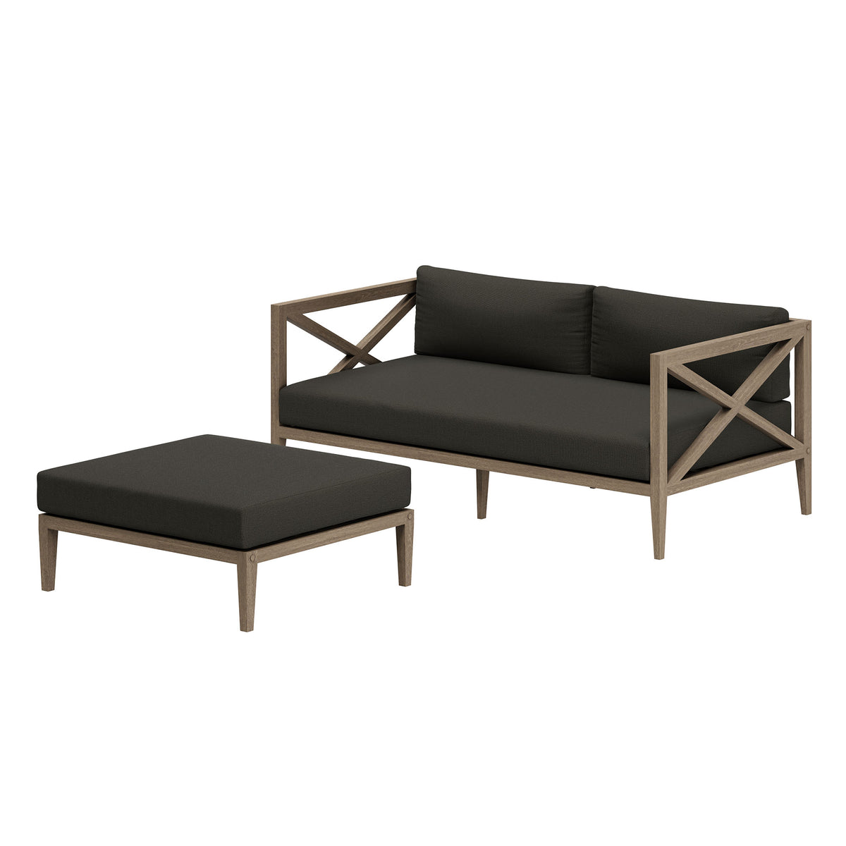 Northlake Outdoor Patio Teak Wood Loveseat and Ottoman Set by Modway