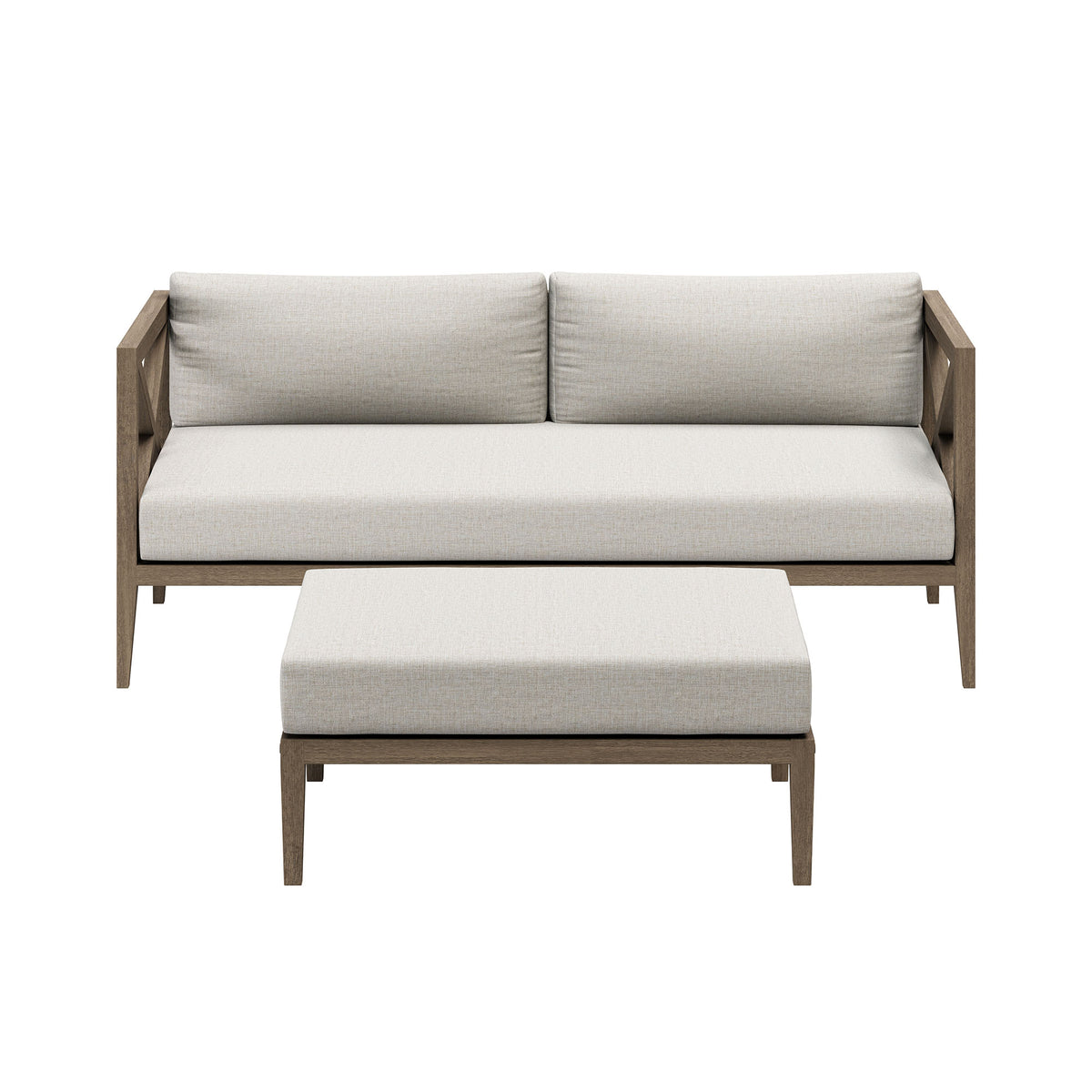 Northlake Outdoor Patio Teak Wood Loveseat and Ottoman Set by Modway