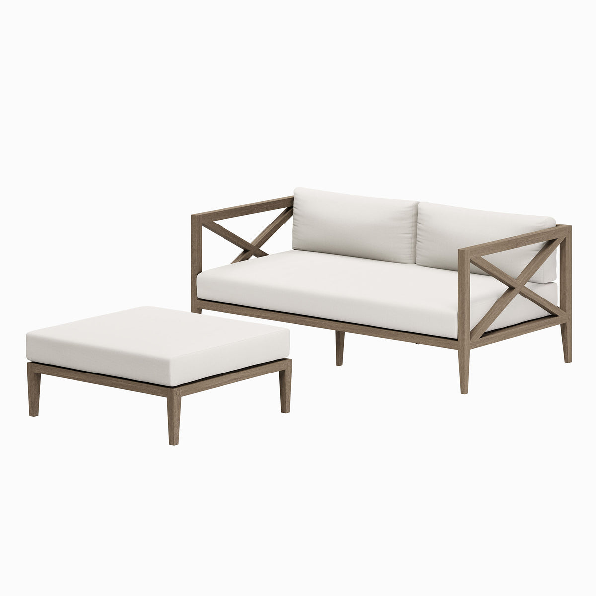 Northlake Outdoor Patio Teak Wood Loveseat and Ottoman Set by Modway