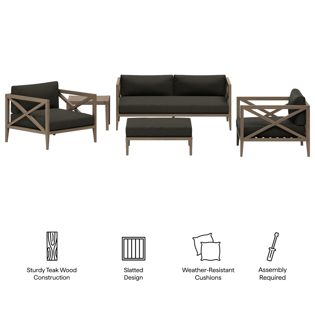 Northlake 5-Piece Outdoor Patio Teak Wood Furniture Set by Modway