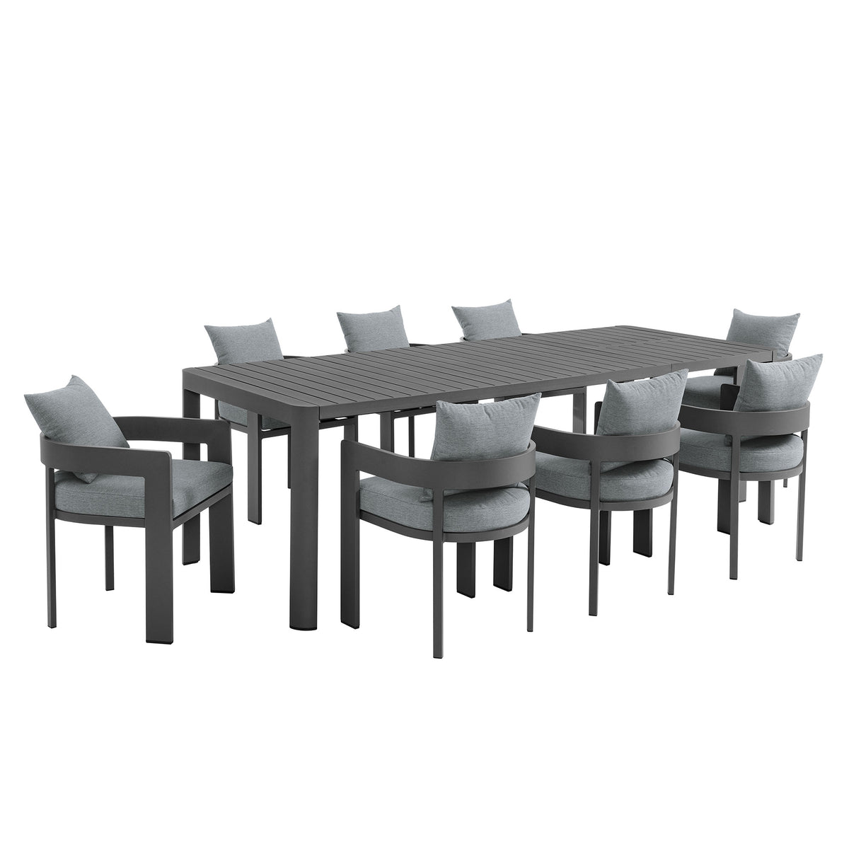 Tahoe 9-Piece Outdoor Patio Aluminum Dining Set With Extendable Table by Modway