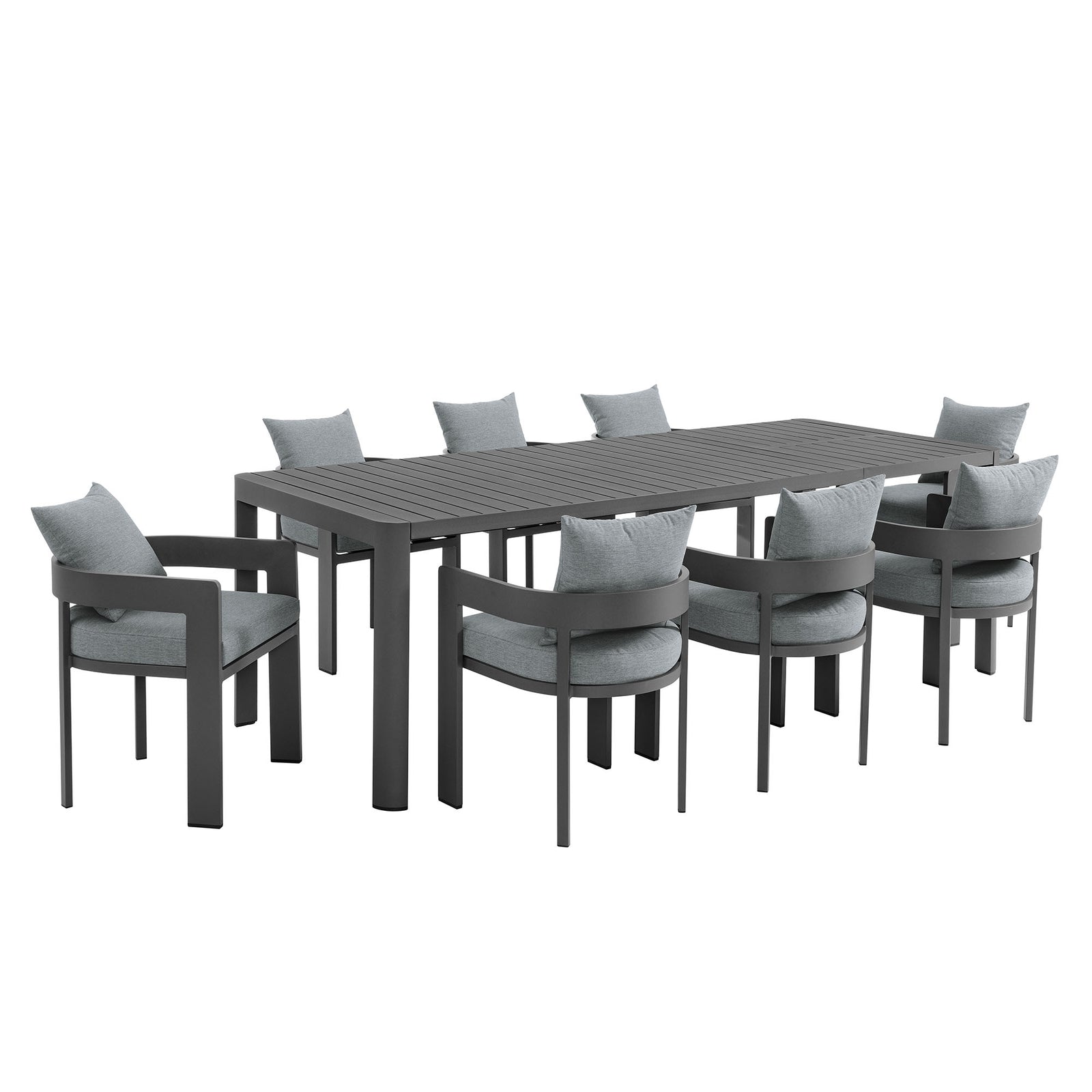 Tahoe 9-Piece Outdoor Patio Aluminum Dining Set With Extendable Table by Modway
