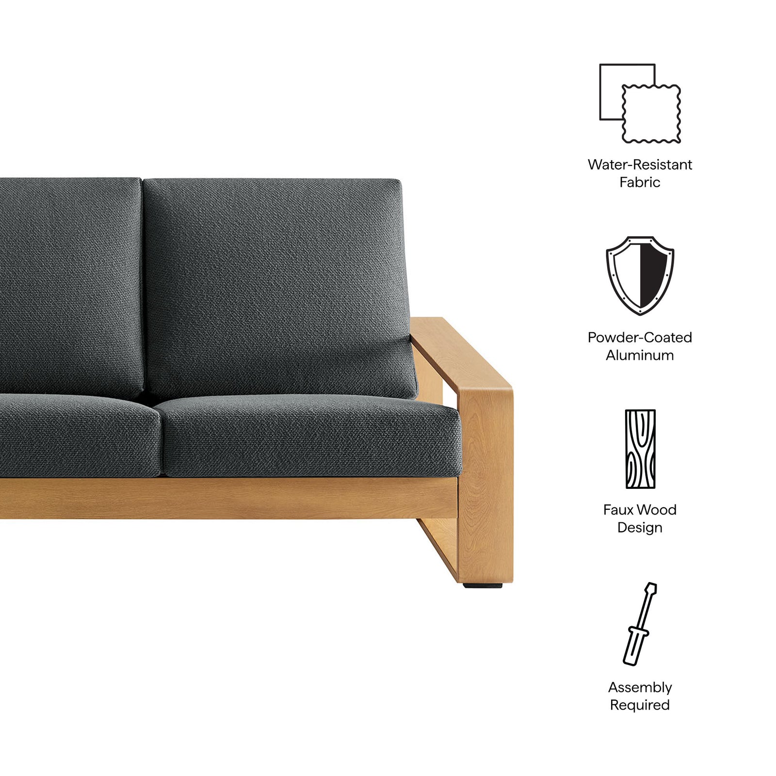 Lirienne Outdoor Patio Aluminum Faux Wood Sofa by Modway