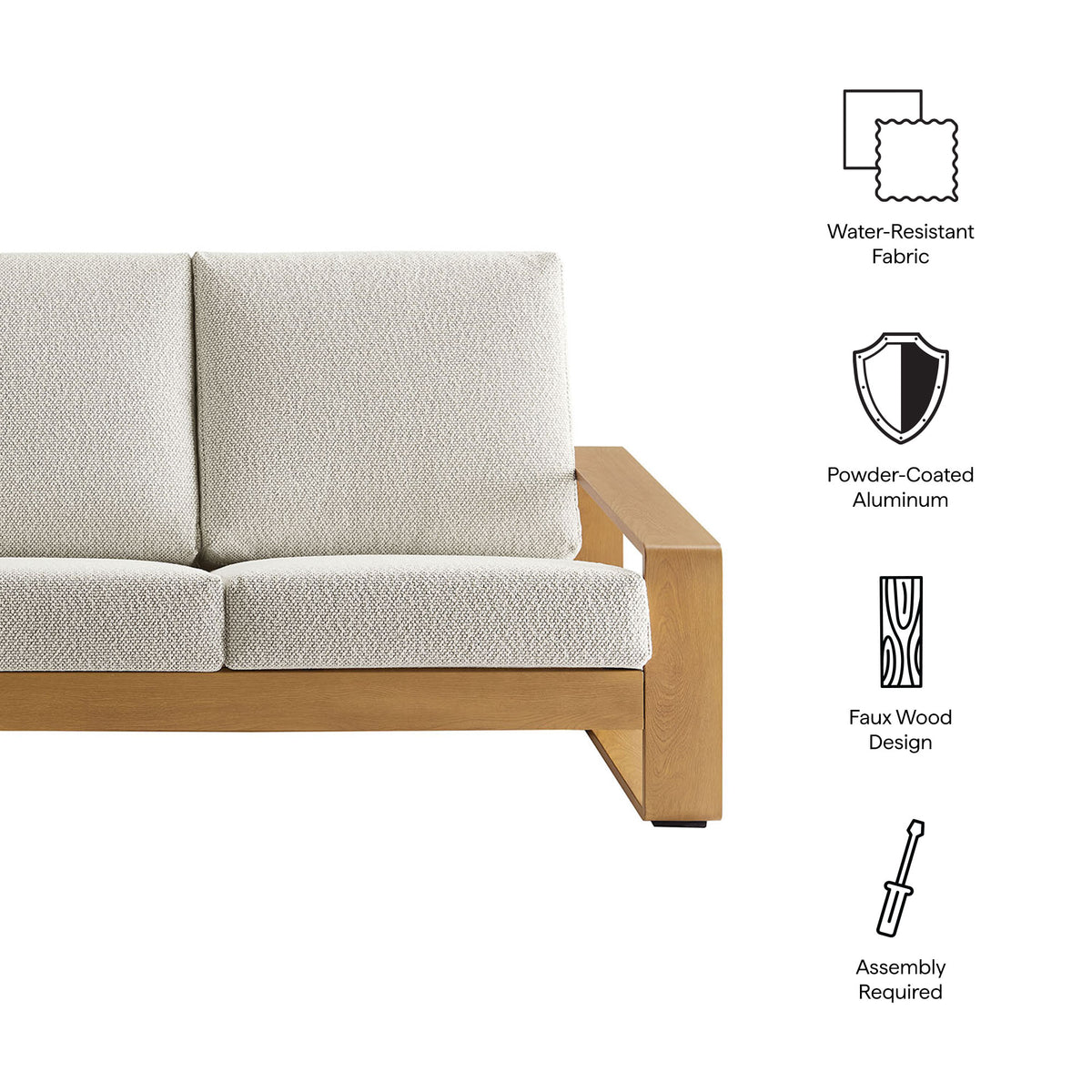 Lirienne Outdoor Patio Aluminum Faux Wood Sofa by Modway