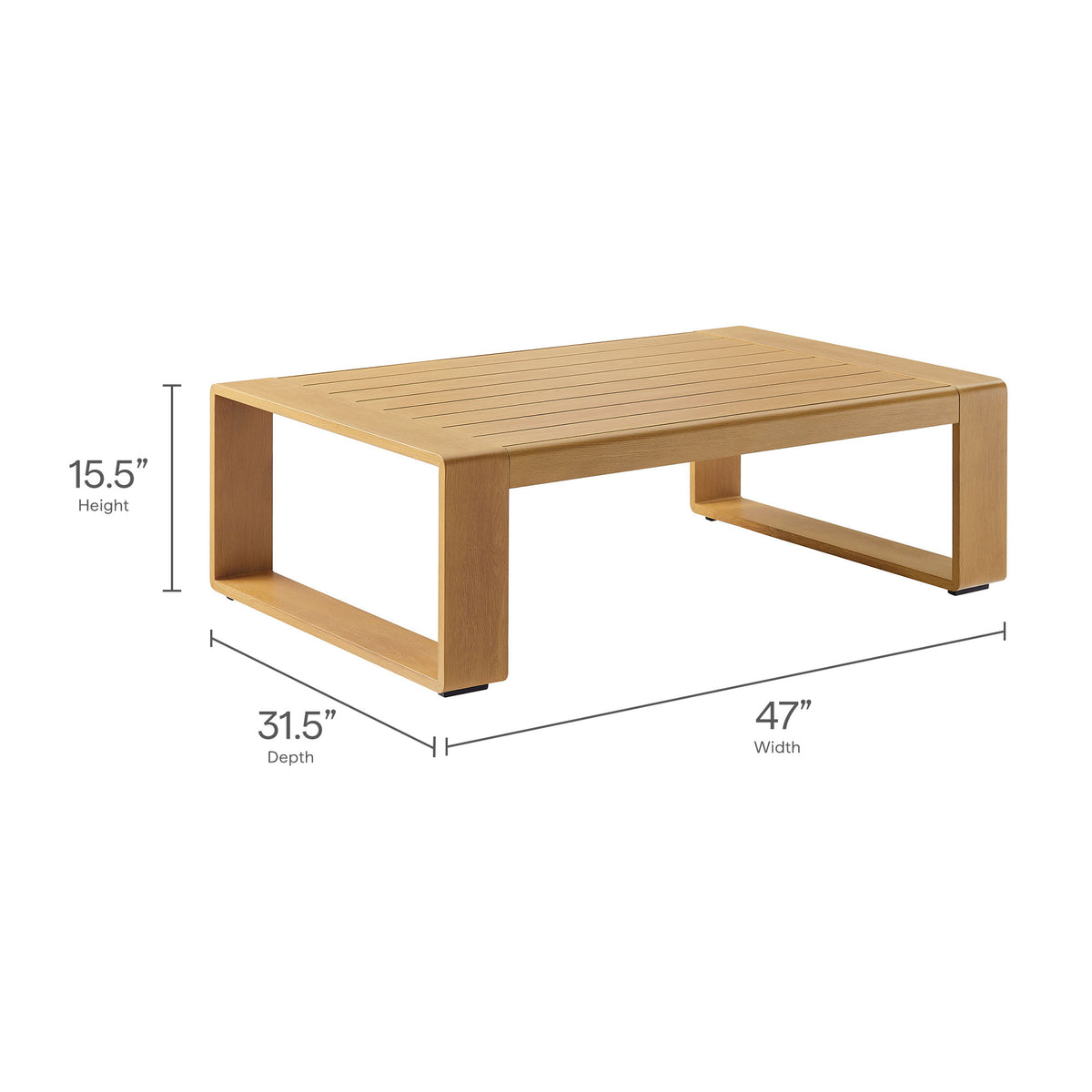 Lirienne Outdoor Patio Aluminum Faux Wood Coffee Table by Modway