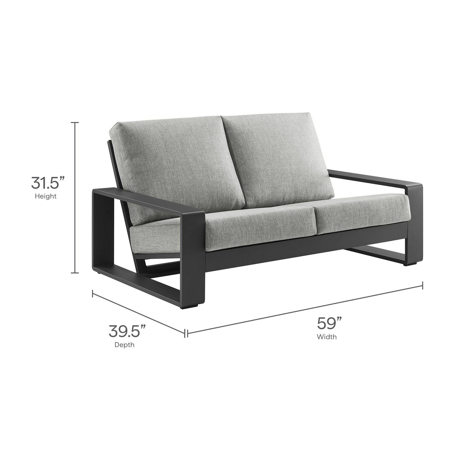 Lirienne Outdoor Patio Aluminum Loveseat by Modway
