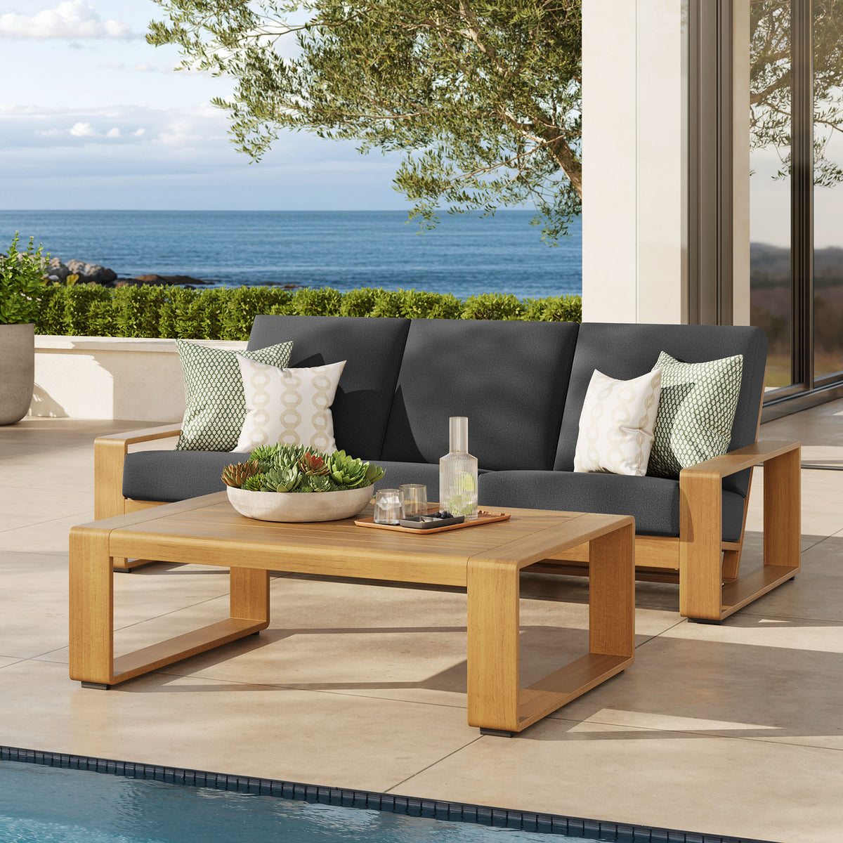 Lirienne 2-Piece Outdoor Patio Aluminum Faux Wood Furniture Set by Modway