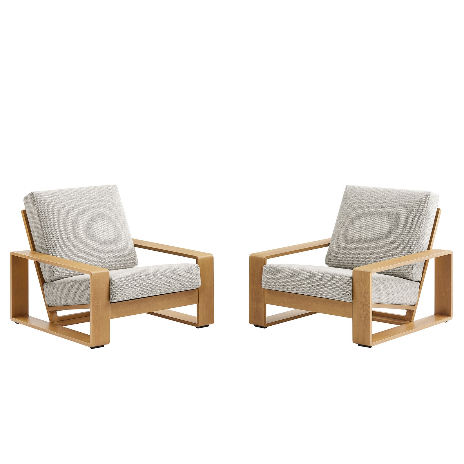 Lirienne Outdoor Patio Aluminum Faux Wood Armchairs Set of 2 by Modway