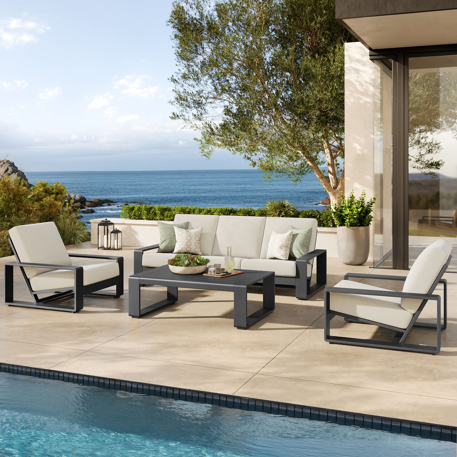 Lirienne 4-Piece Outdoor Patio Aluminum Furniture Set by Modway