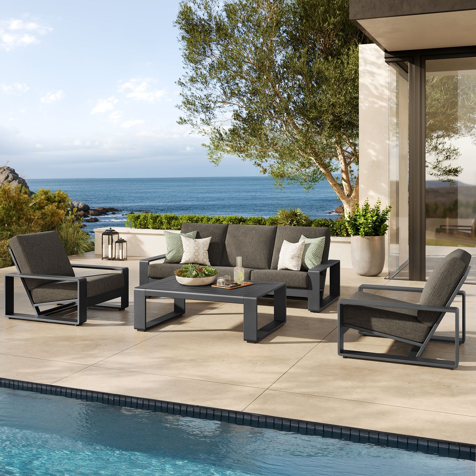 Lirienne 4-Piece Outdoor Patio Aluminum Furniture Set by Modway