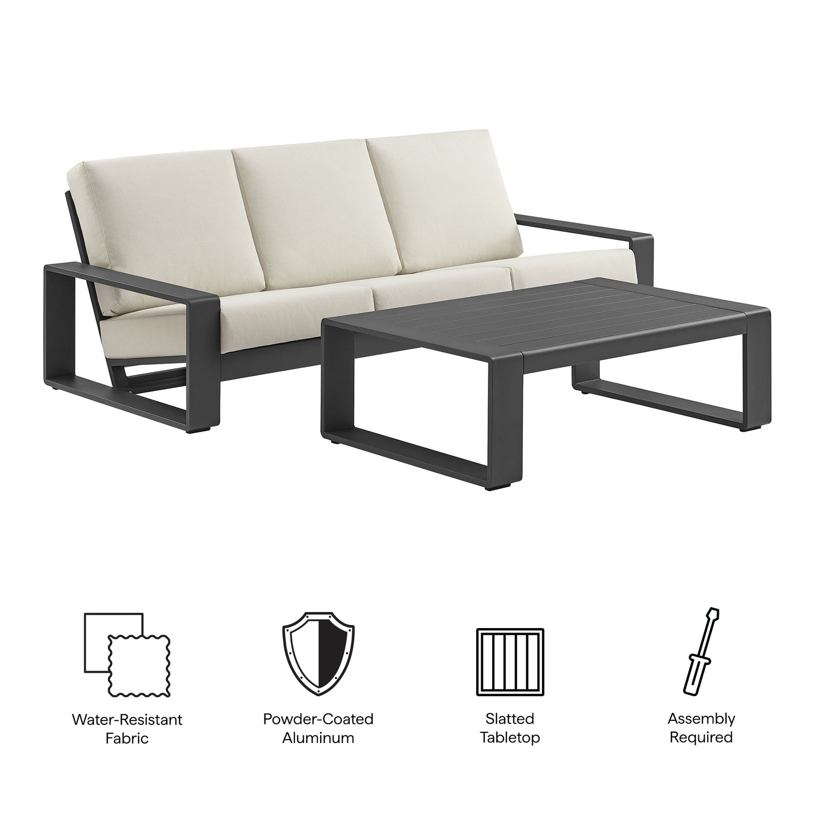 Lirienne 2-Piece Outdoor Patio Aluminum Furniture Set by Modway