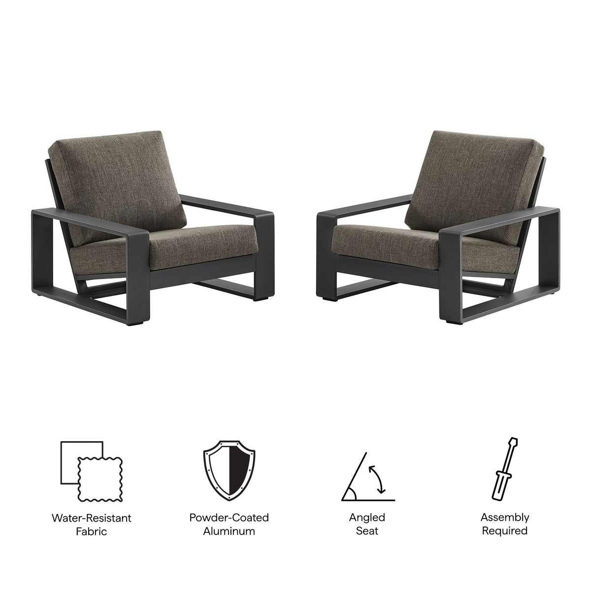 Lirienne Outdoor Patio Aluminum Faux Wood Armchairs Set of 2 by Modway