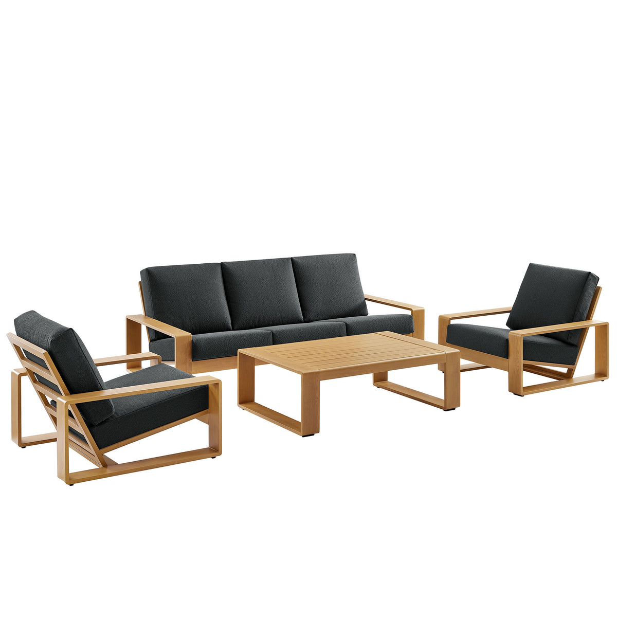 Lirienne 4-Piece Outdoor Patio Aluminum Faux Wood Furniture Set by Modway