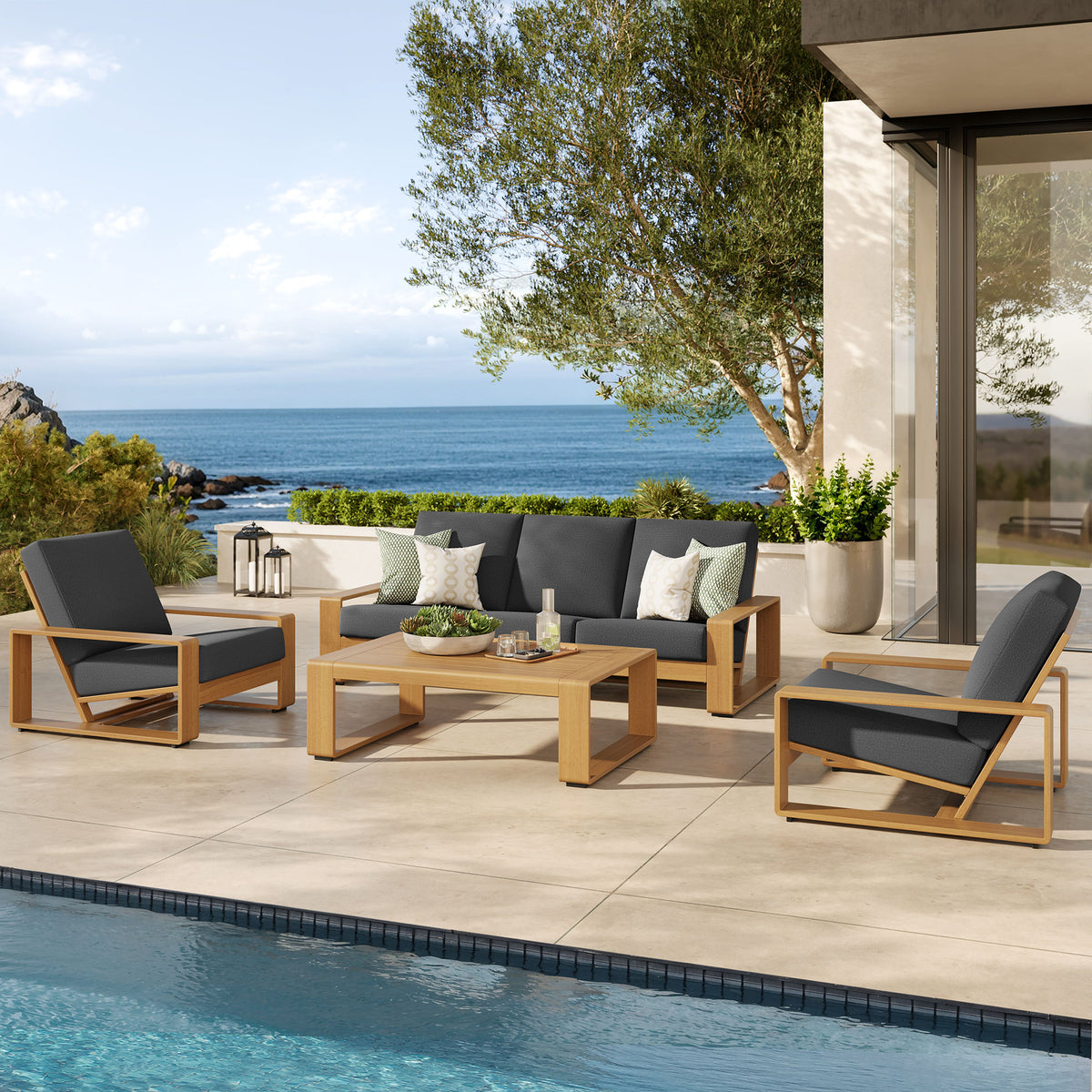 Lirienne 4-Piece Outdoor Patio Aluminum Faux Wood Furniture Set by Modway