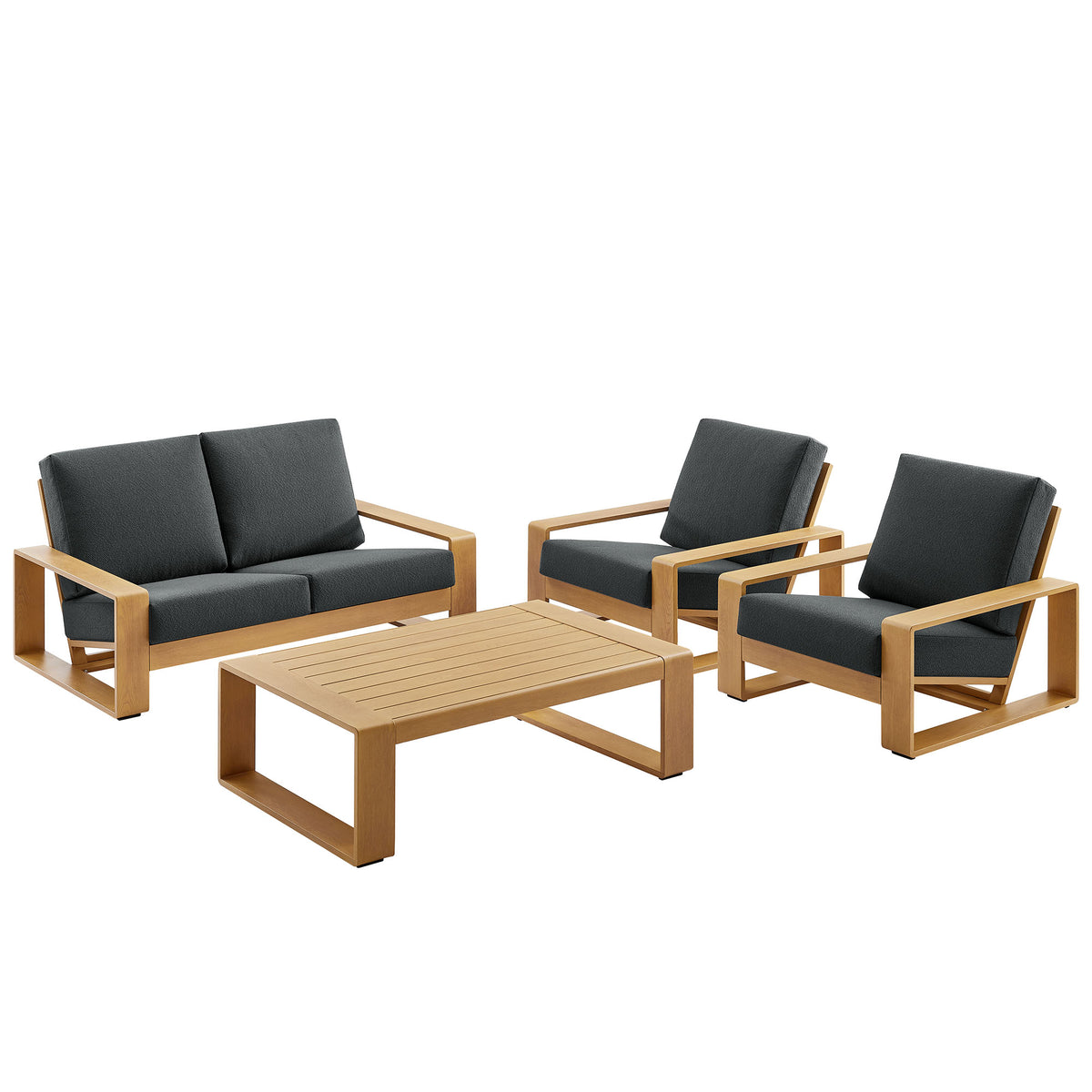 Lirienne 4-Piece Outdoor Patio Aluminum Faux Wood Furniture Set by Modway