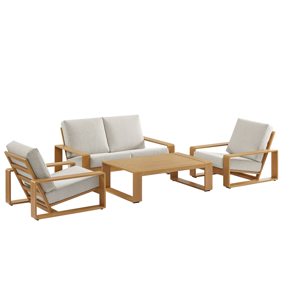 Lirienne 4-Piece Outdoor Patio Aluminum Faux Wood Furniture Set by Modway